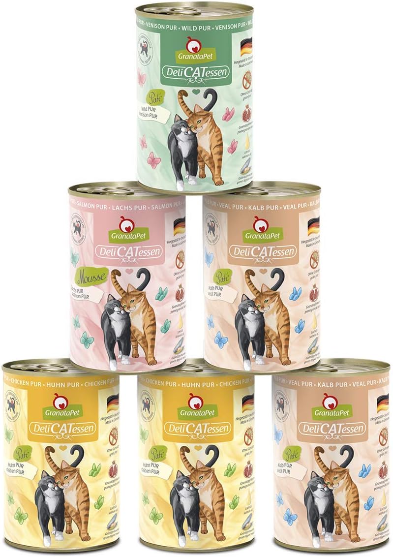 GranataPet DeliCatessen Huhn PUR, Nassfutter für Katzen, Futter ohne Getreide & ohne Zuckerzusätze, Katzenfutter mit hohem Fleischanteil & hochwertigen Ölen, 6 x 400 g