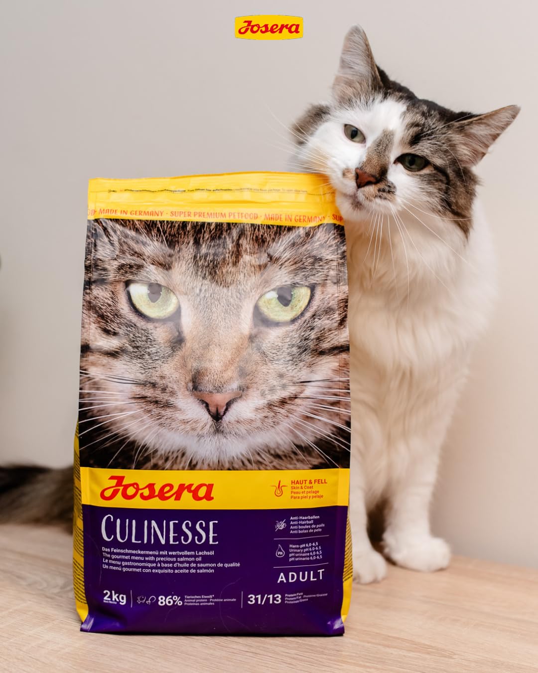 JOSERA Culinesse (1 x 10 kg) | Adult | Premium Trockenfutter für ausgewachsene wählerische Katzen | Lachs & Geflügel | gut verträglich | moderater Fettgehalt | weizenfrei | Katzenfutter | 1er Pack