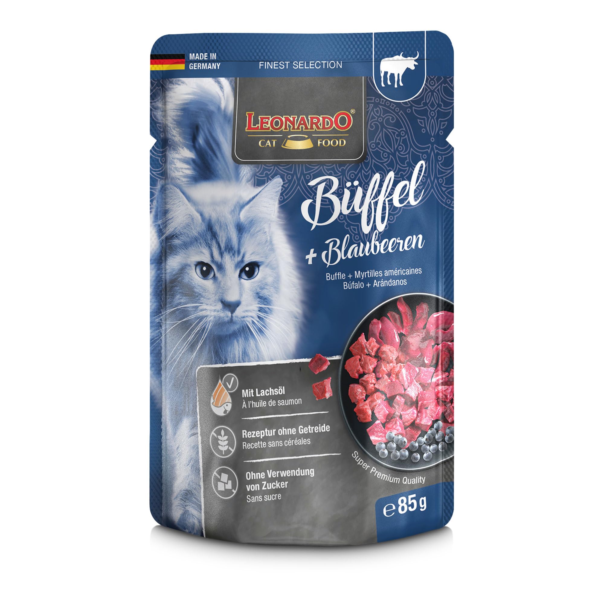 LEONARDO Frischebeutel [16x85g Kaninchen + Cranberries] | Getreidefreies Nassfutter für Katzen | Feuchtfutter Alleinfutter im Einzelportionsbeutel