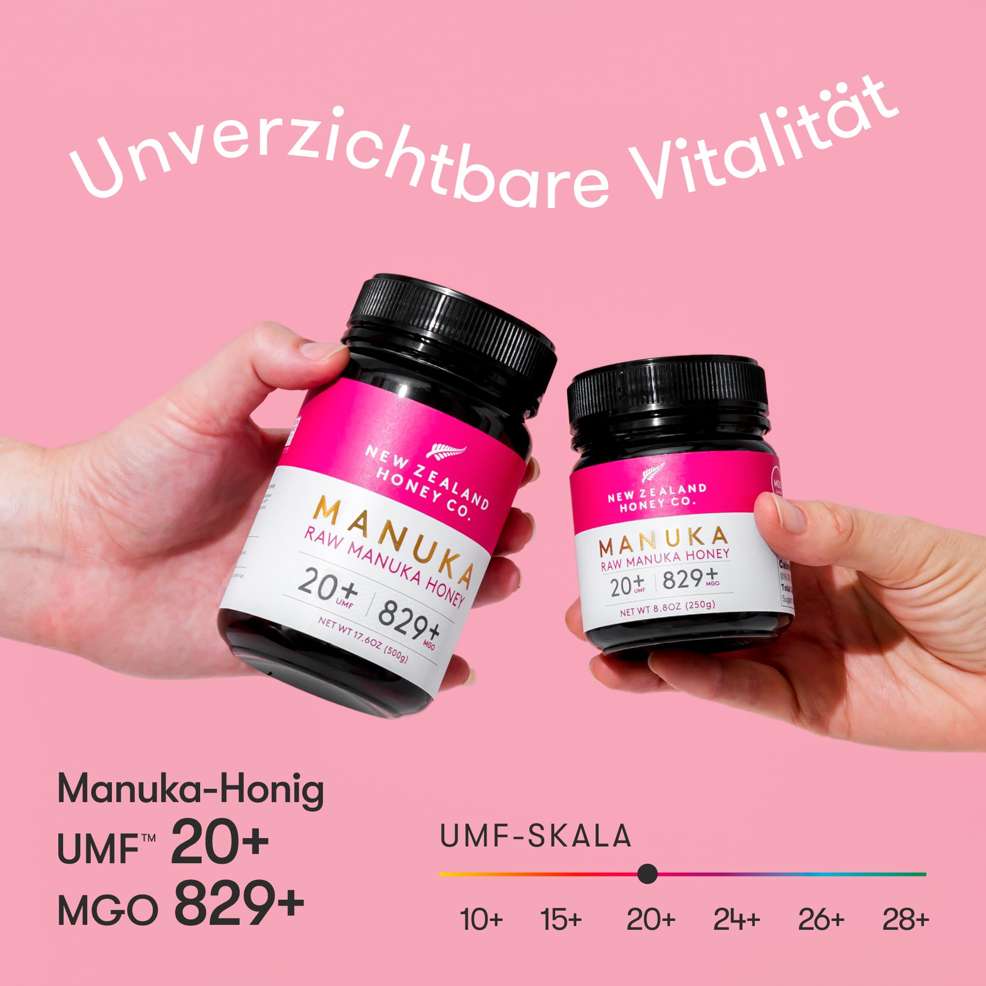 New Zealand Honey Co. Manuka Honig MGO 829+ / UMF 20+ | Aktiv und Roh - Hergestellt in Neuseeland - Zertifiziertem Methylglyoxal Gehalt - 250g - Raw Honey - Rohhonig