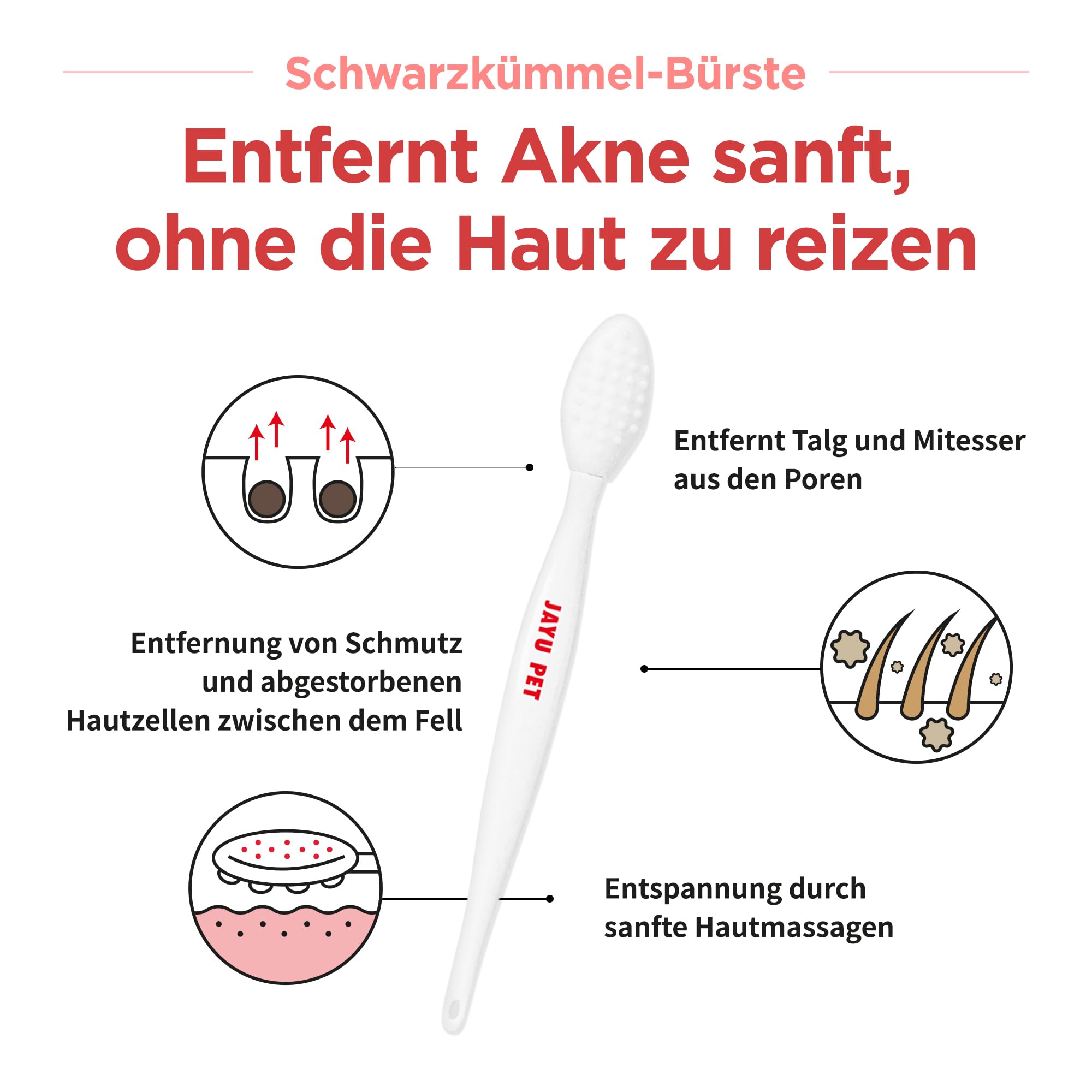 JAYU PET Schwarzkümmel-Reiniger - Kinnakne-Behandlung für Katzen, ungiftiger hypoallergener Reiniger, entfernt Mitesser am Katzenkinn und verbessert die Hautgesundheit (125 ml)