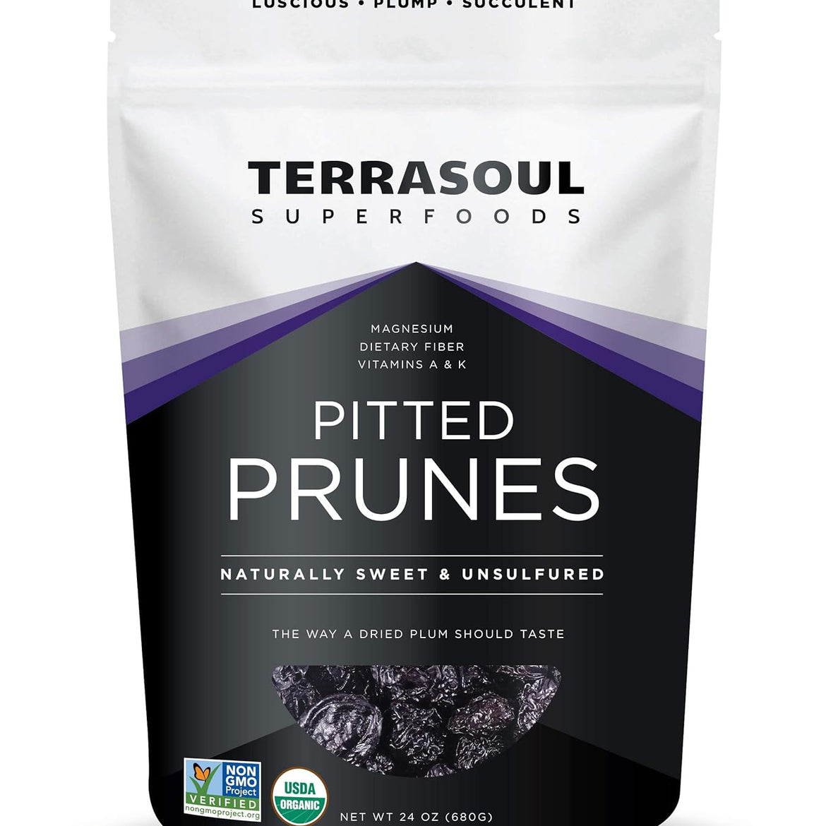 Terrasoul Superfoods Organic Dried Pitted Prunes, 1.5 Lbs - Fiber | Vitamin K | Preservative Free