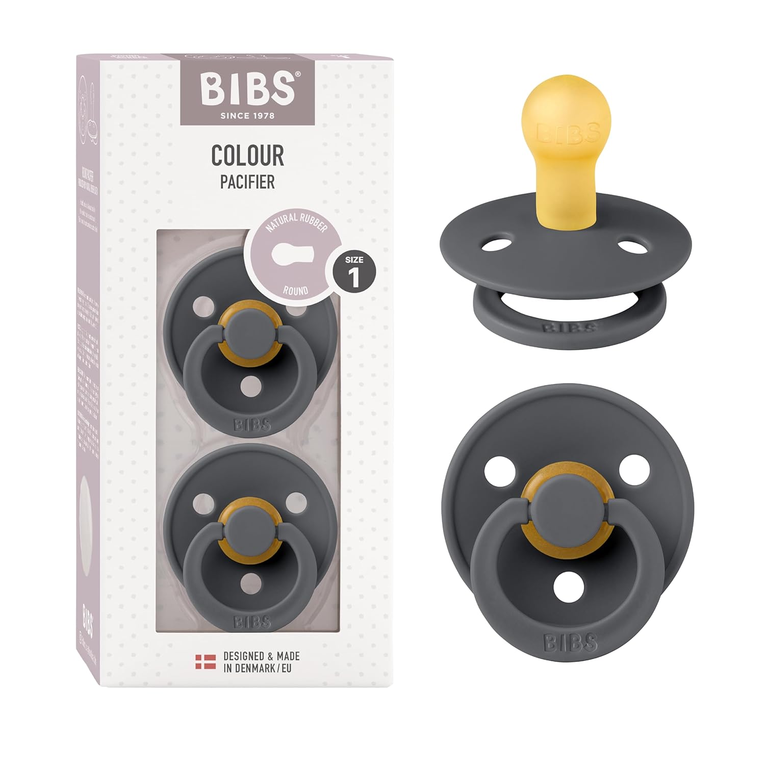 BIBS Colour Schnuller 2er-Pack, BPA-frei, Kirschform Nippel. Naturkautschuk/Latex, Hergestellt in Dänemark. Größe 1 | 0+ Monate | 2-Pack, Ivory/Sage