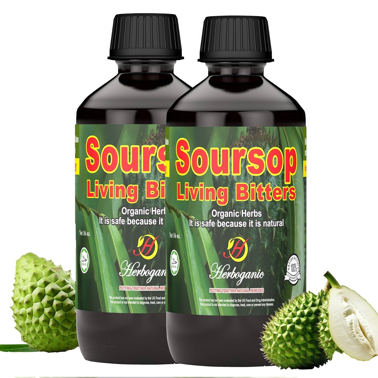 Herboganic Soursop Bitters Liquid | Natural Living Bitters for overall wellness 16 OZ | Soursop Bitters