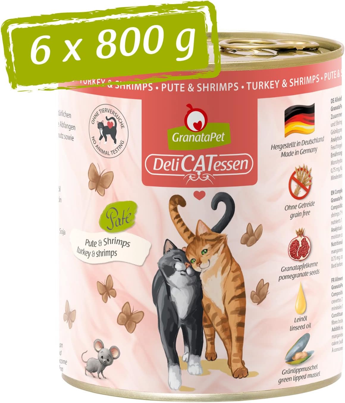 GranataPet DeliCatessen Huhn PUR, Nassfutter für Katzen, Futter ohne Getreide & ohne Zuckerzusätze, Katzenfutter mit hohem Fleischanteil & hochwertigen Ölen, 6 x 400 g