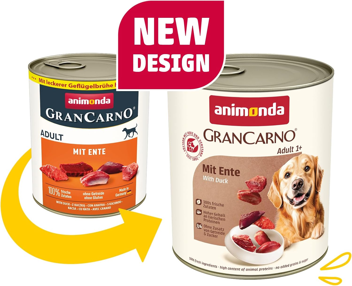 animonda GranCarno Adult Deftige Variation (6 x 800 g), Hundenassfutter für ausgewachsene Tiere, Nassfutter für Hunde mit 100% frischen, fleischlichen Zutaten, Hundefutter ohne Getreide