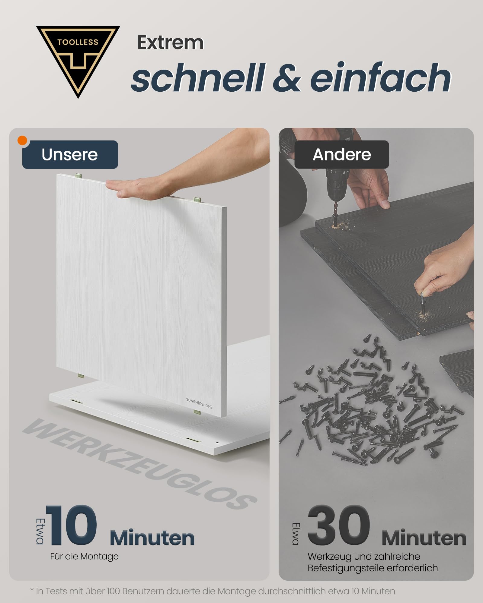 SONGMICS HOME Katzenklo Schrank, superschnelle werkzeuglose Montage, Toolless-Technologie, Katzenhaus für Katzentoilette, Werkzeuglose Montage, Push-to-Open, 80 x 53 x 50cm, schneeweiß PCL013W01