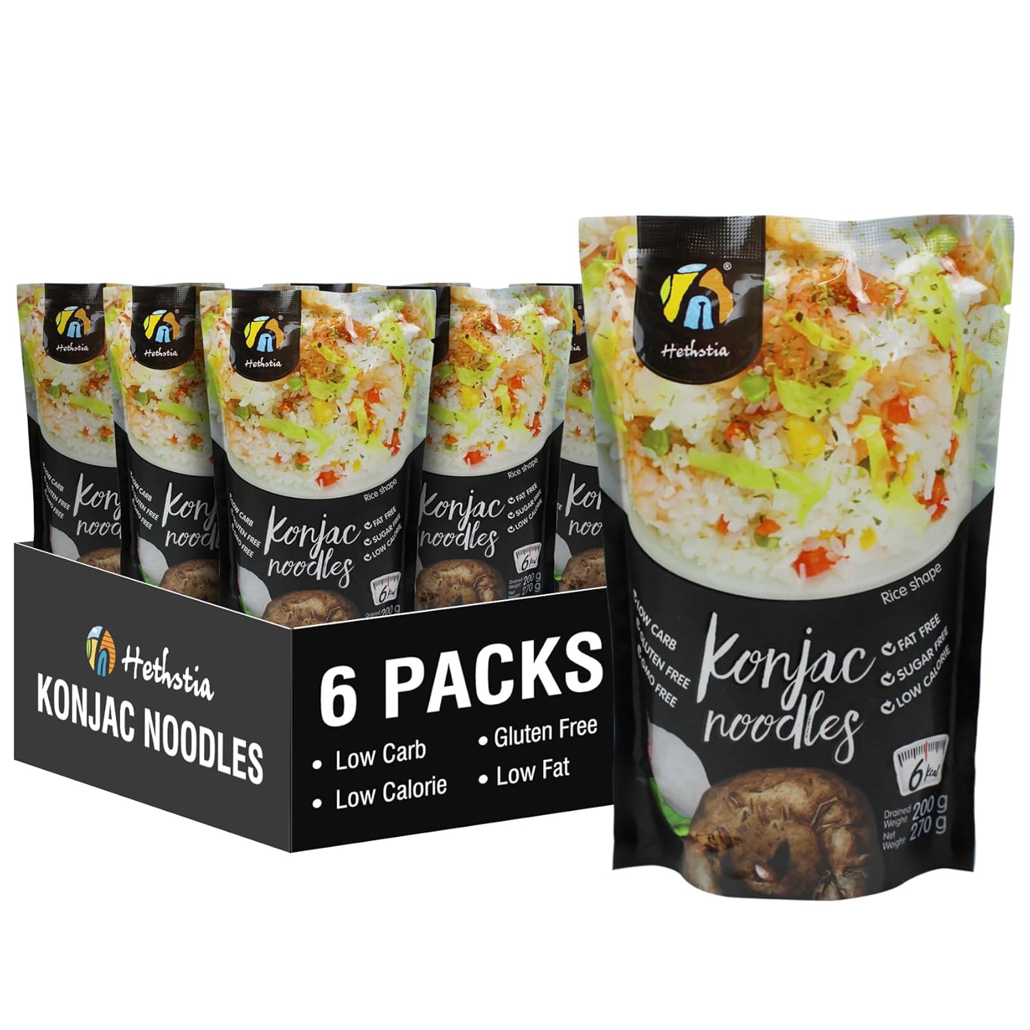 Hethstia Konjac Noodles, 10 Packs Shirataki Spaghetti - Low Carb, Low Calorie, Ready to Eat Konjac Pasta - Keto, Gluten-Free, Vegan, Fat-Free, 0 Sugar, Healthy Low Carb Pasta Substitute