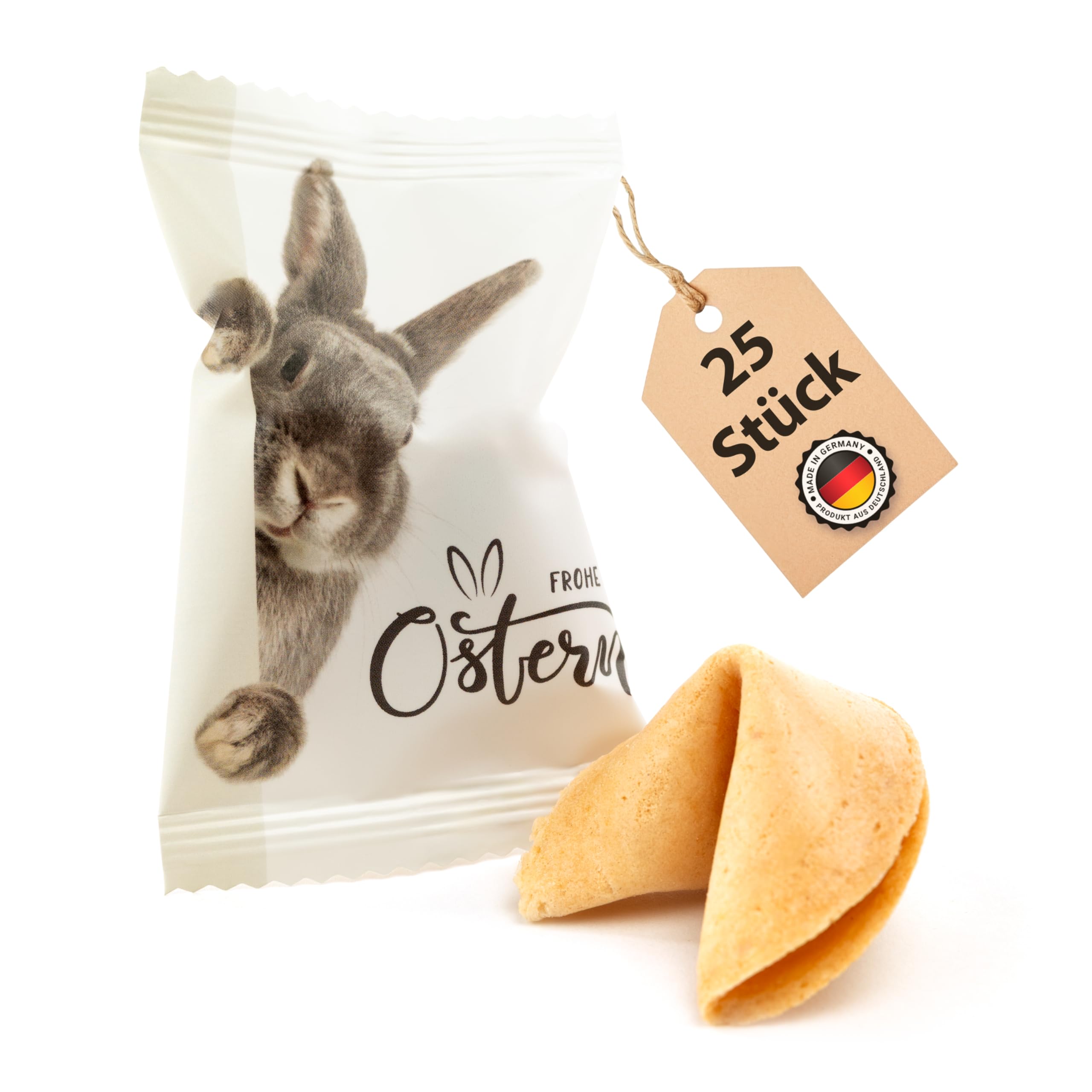 Lucky Treats Glückskekse - 25 Stück - Schön, dass du da bist - Gastgeschenke Hochzeit Deko - Sprüche auf Deutsch & Englisch - regional hergestellt