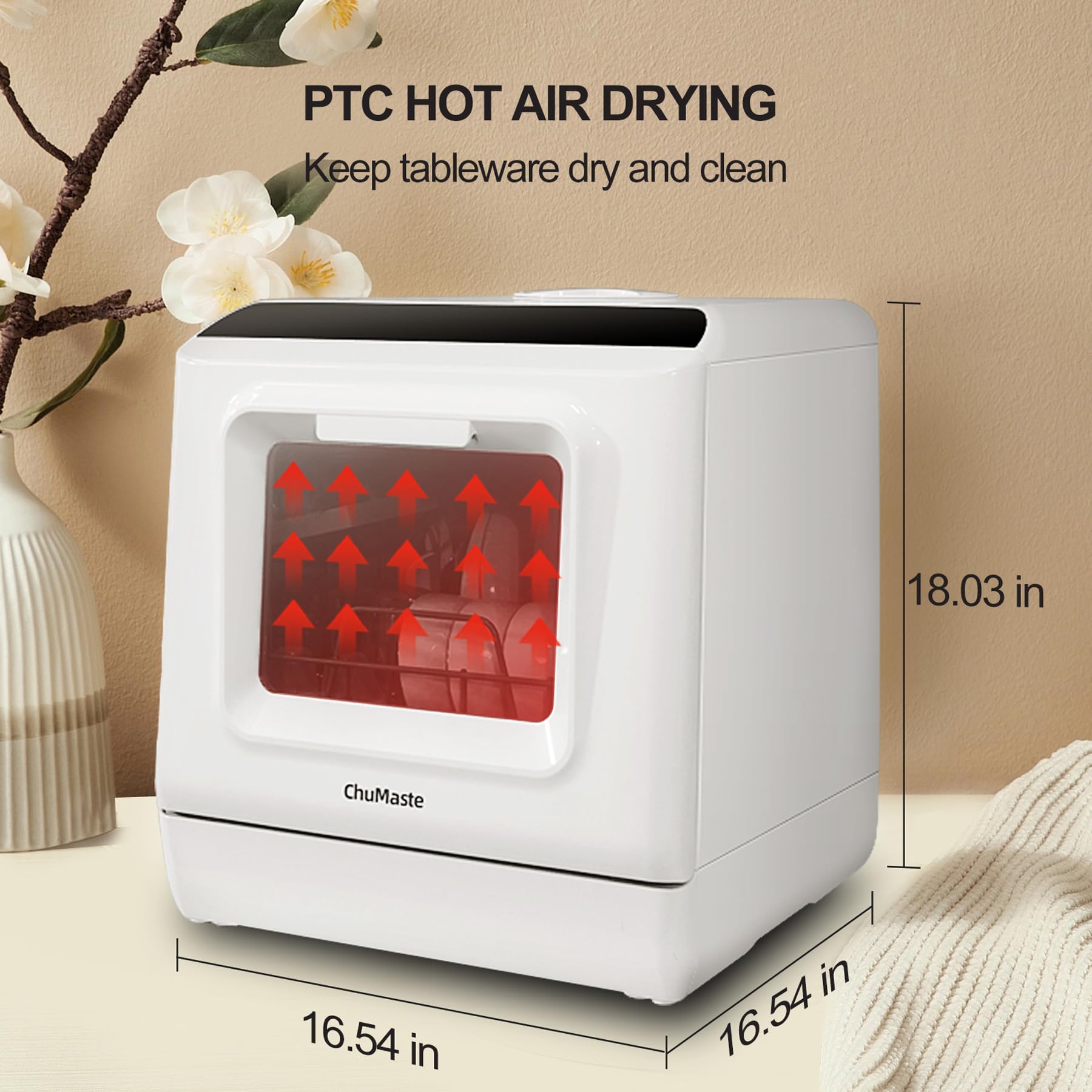 Portable Dishwasher Countertop, Countertop Dishwasher With Water Tank, Counter Top Dishwasher With 5 wash Programs, It can also be connected to the tap. For apartments, dorms, RVs