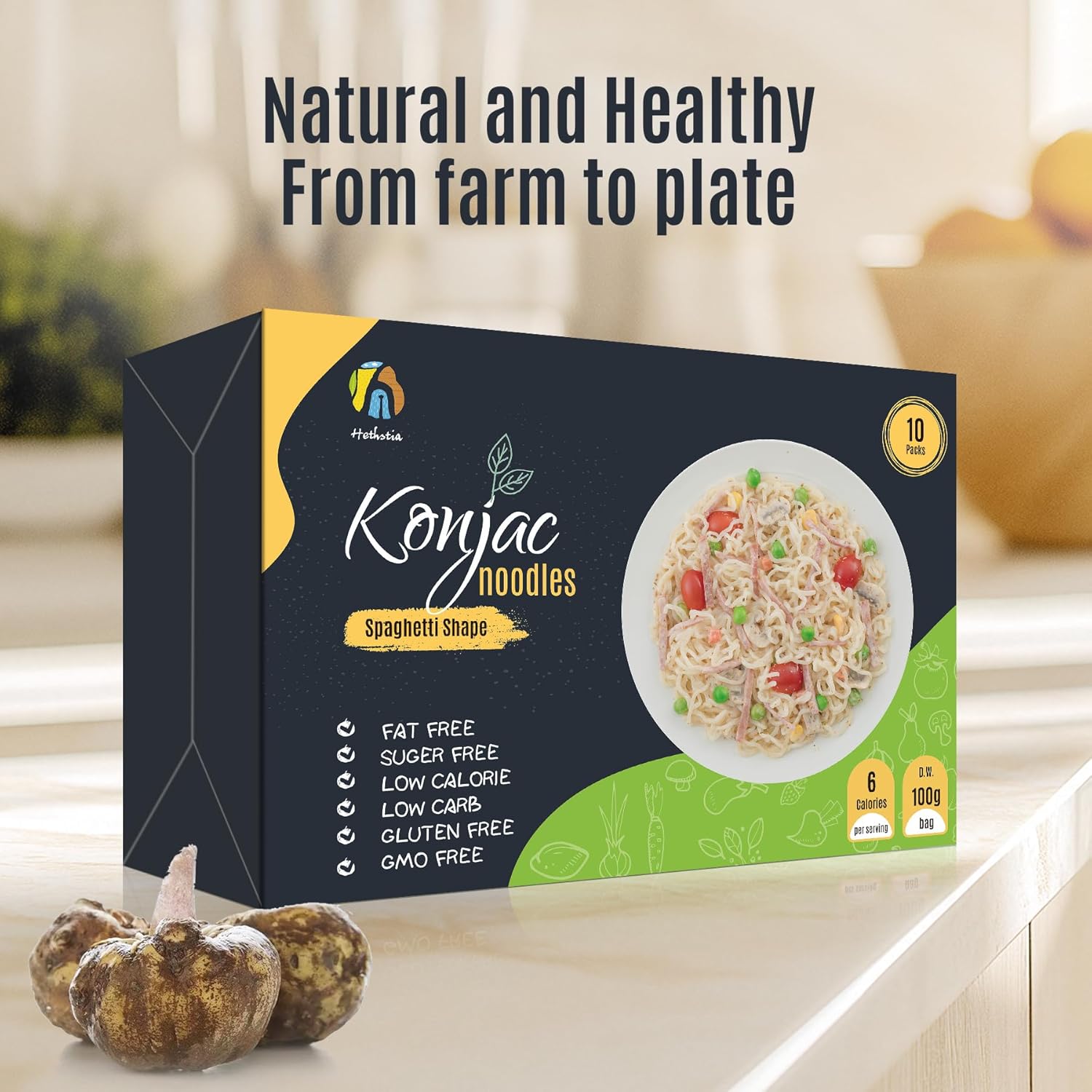 Hethstia Konjac Noodles, 10 Packs Shirataki Spaghetti - Low Carb, Low Calorie, Ready to Eat Konjac Pasta - Keto, Gluten-Free, Vegan, Fat-Free, 0 Sugar, Healthy Low Carb Pasta Substitute