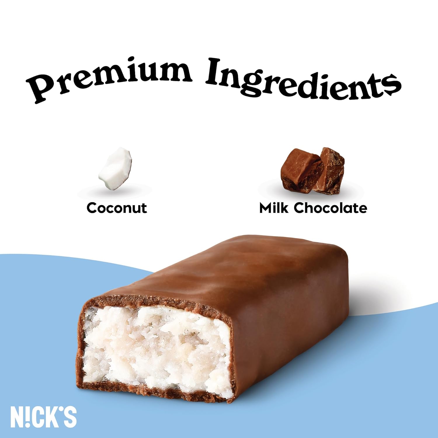 NICKS Keto Riegel Coconut, Schokolade Kokos Snacks, 175 Kalorien, 2 Net carbs, ohne Zuckerzusatz, Glutenfrei, Low carb Süssigkeiten (15x40g)