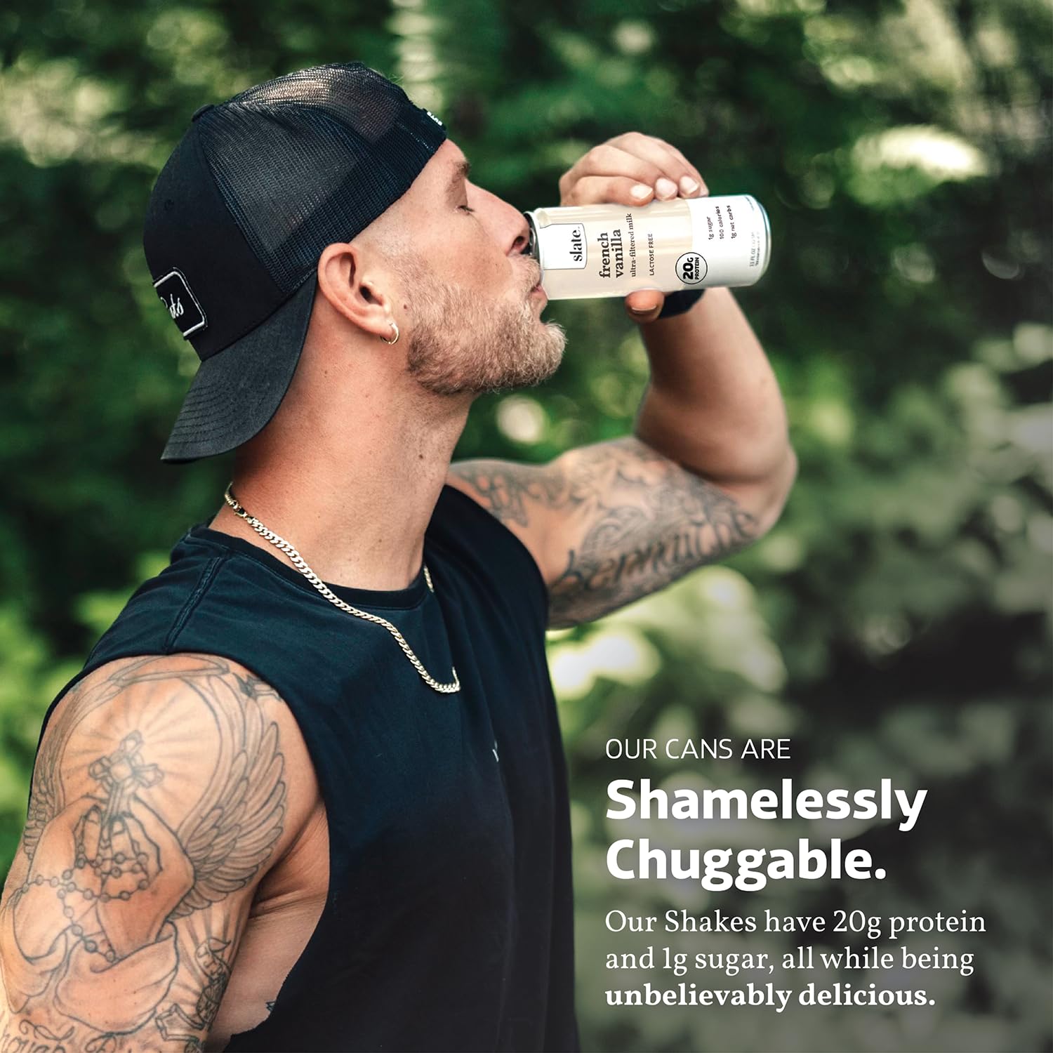 Slate Milk - High Protein Milkshake - French Vanilla - Lactose-Free, 20g Protein, 1g Sugar, 100 Calories, 1g Net Carbs, No Added Sugar - Natural, Breakfast Boost, Post Workout - 11 fl oz, 12 Cans