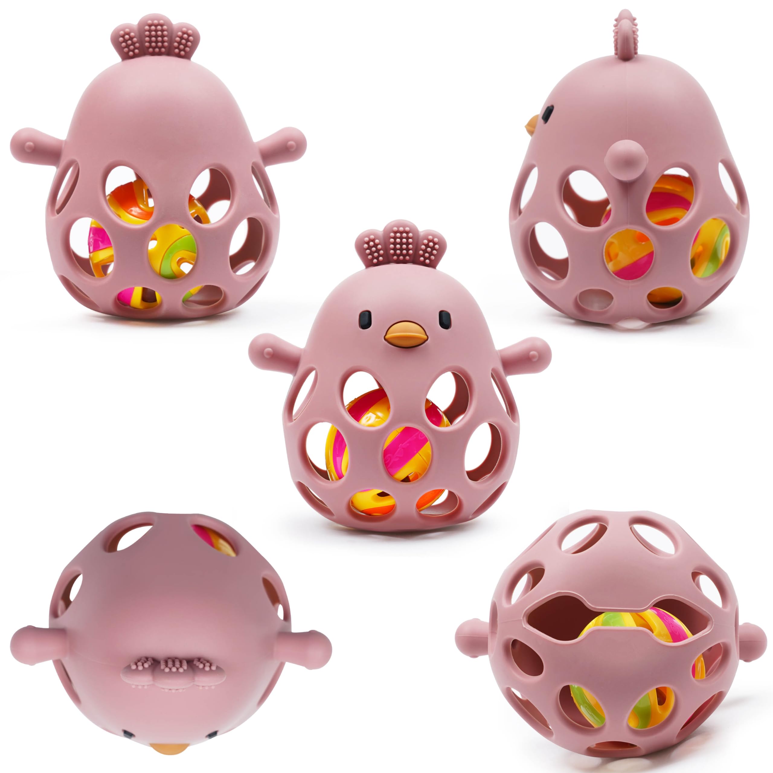 farout Montessori Beißring & Rassel für Babys - Sensorik Spielzeug ab 0 Monate, Zahnungshilfe & Greifball - Geschenk für Jungen & Mädchen