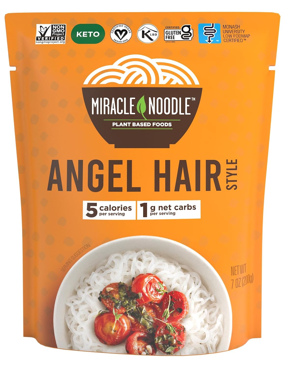 Miracle Noodle Ready to Eat Organic Spaghetti Pasta, 7 Oz (Pack of 6), Plant Based Shirataki Konjac Noodles, 5 Calories, 1g Net Carbs Per Serving, Keto, Gluten-Free