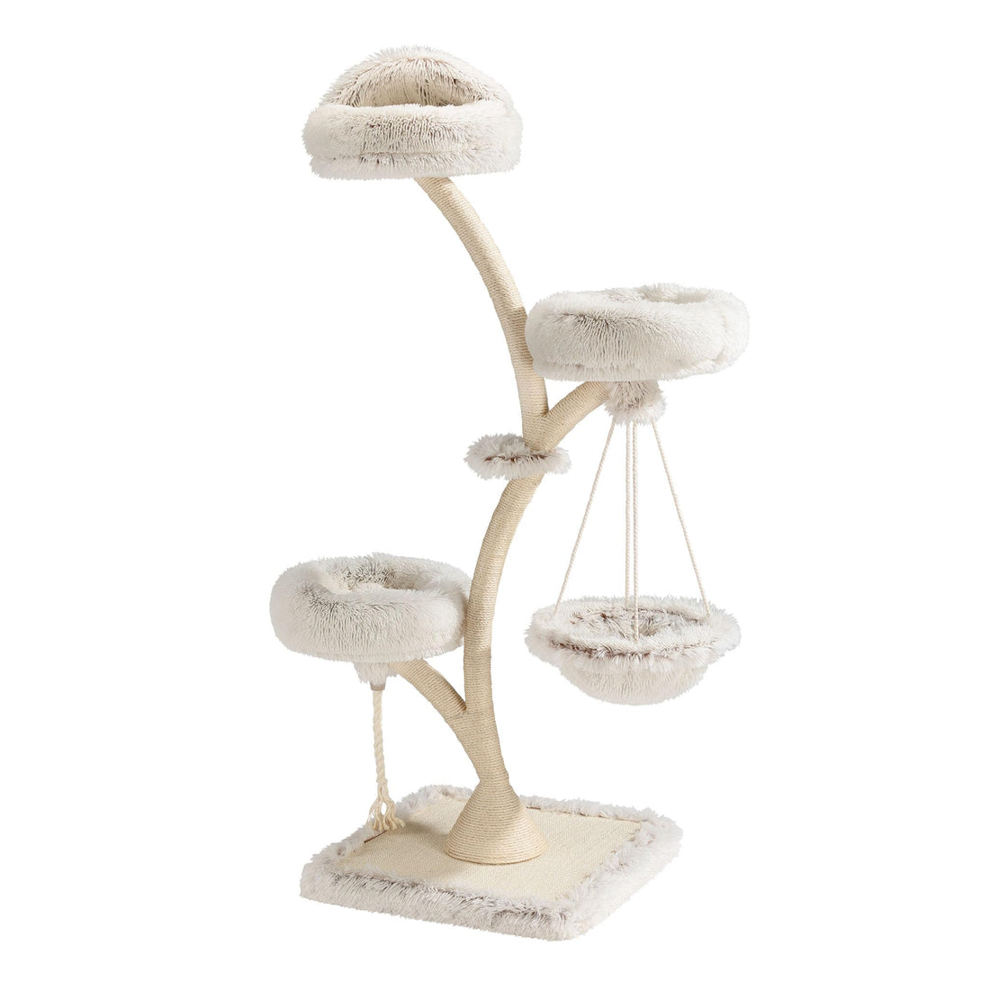 Fudajo Designer Kratzbaum mit Hängeliege, Katzenkratzbaum 59 x 59 x 169 cm, Katzenbaum bis max. 15 kg mit Sisal und Plüsch, Katzenmöbel mit 3 Etagen