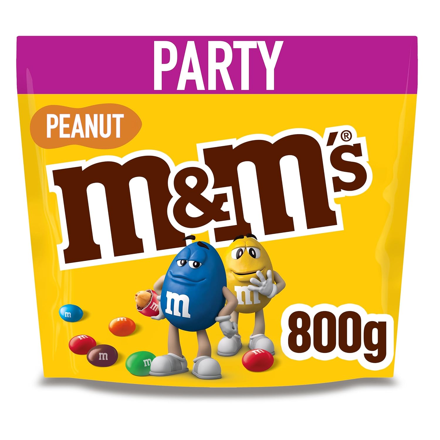 M&M’s Peanut Großpackung Schokolade, Knackige Schokolinsen mit bunter Zuckerhülle als Süßigkeiten, Party-Mix, 1 x 800 g, Für Weihnachten oder als Adventskalender Süßigkeiten