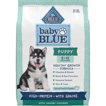 Blue Buffalo Baby Blue Natural Dry Food for Puppies, Healthy Growth Formula with DHA, High-Protein Savory Chicken Recipe, 20-lb. Bag