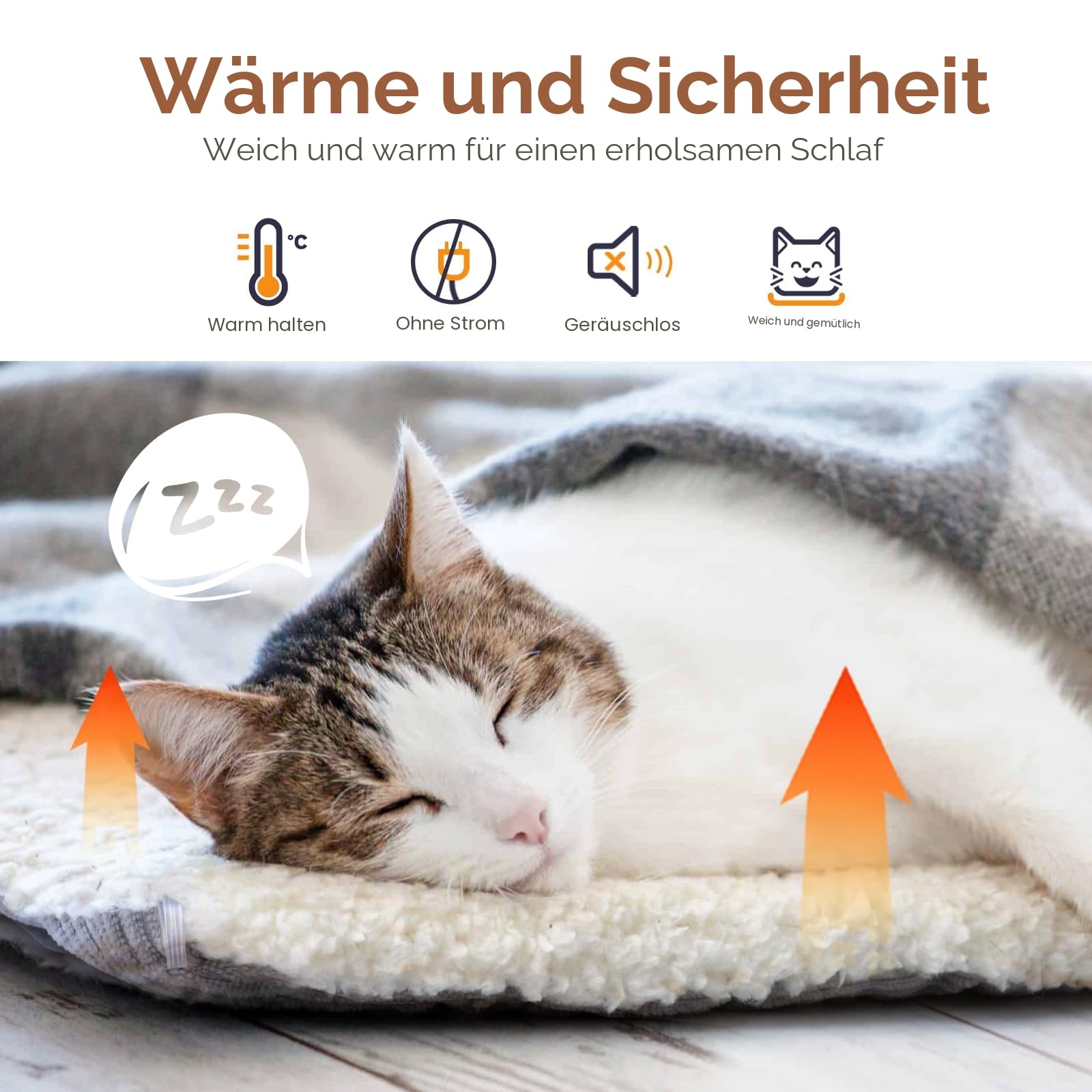 Weiches Katzenbett Waschbar 42x38 cm Plüsch Haustierbett für Kleine Hunde und Katzen - 2 in 1 Katzenkissen Katzendecke Katzensofa Nest Bett, Entfaltete Größe 61x51 cm