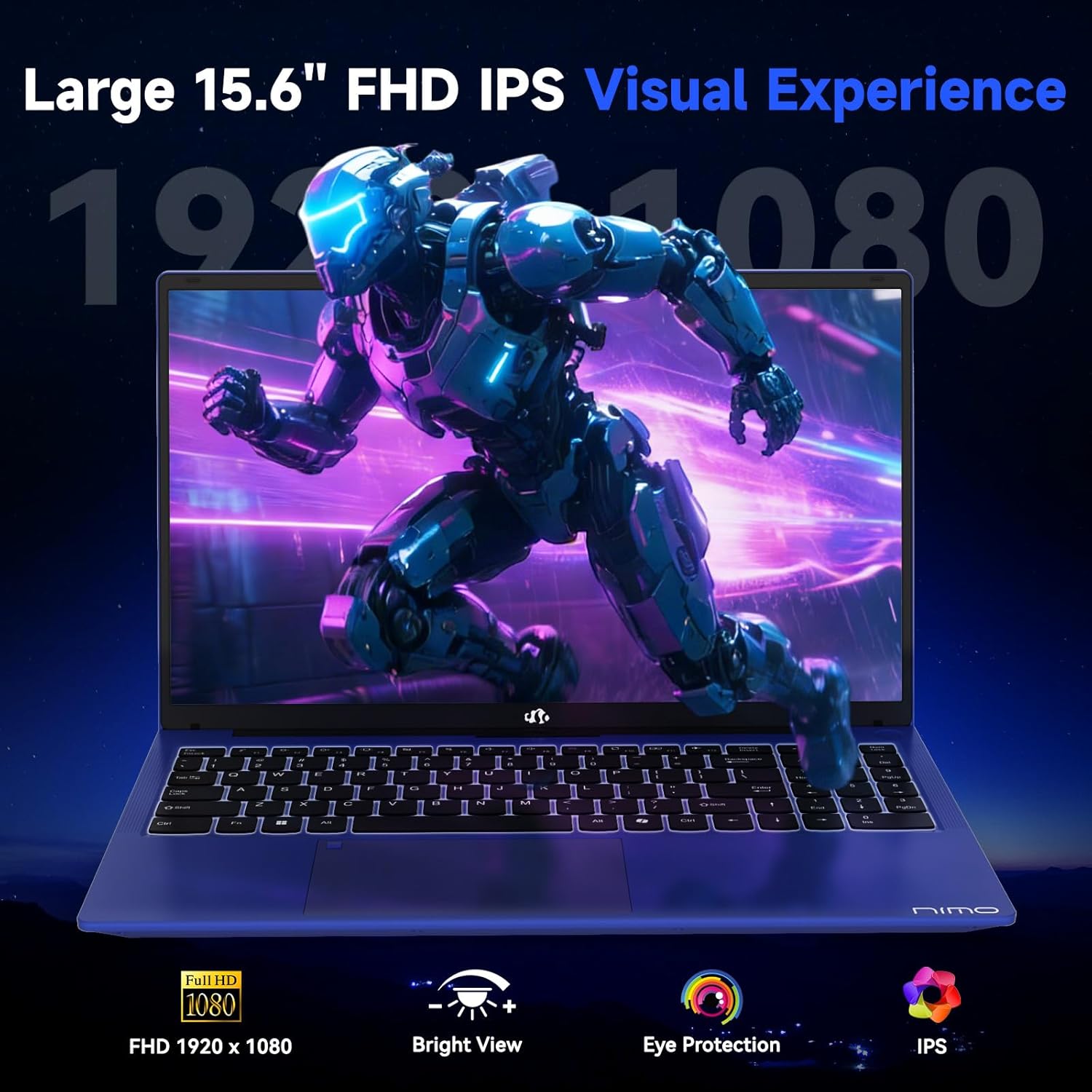 NIMO 15.6" FHD IPS Light Gaming Laptop, AMD Ryzen 7 Computer (Up to 4.75 GHz, Beat i7-12650H) with 16GB DDR5 RAM 512GB SSD Radeon 680M GPU 2-Yr Warranty 180° View Portable for Business Creator Student
