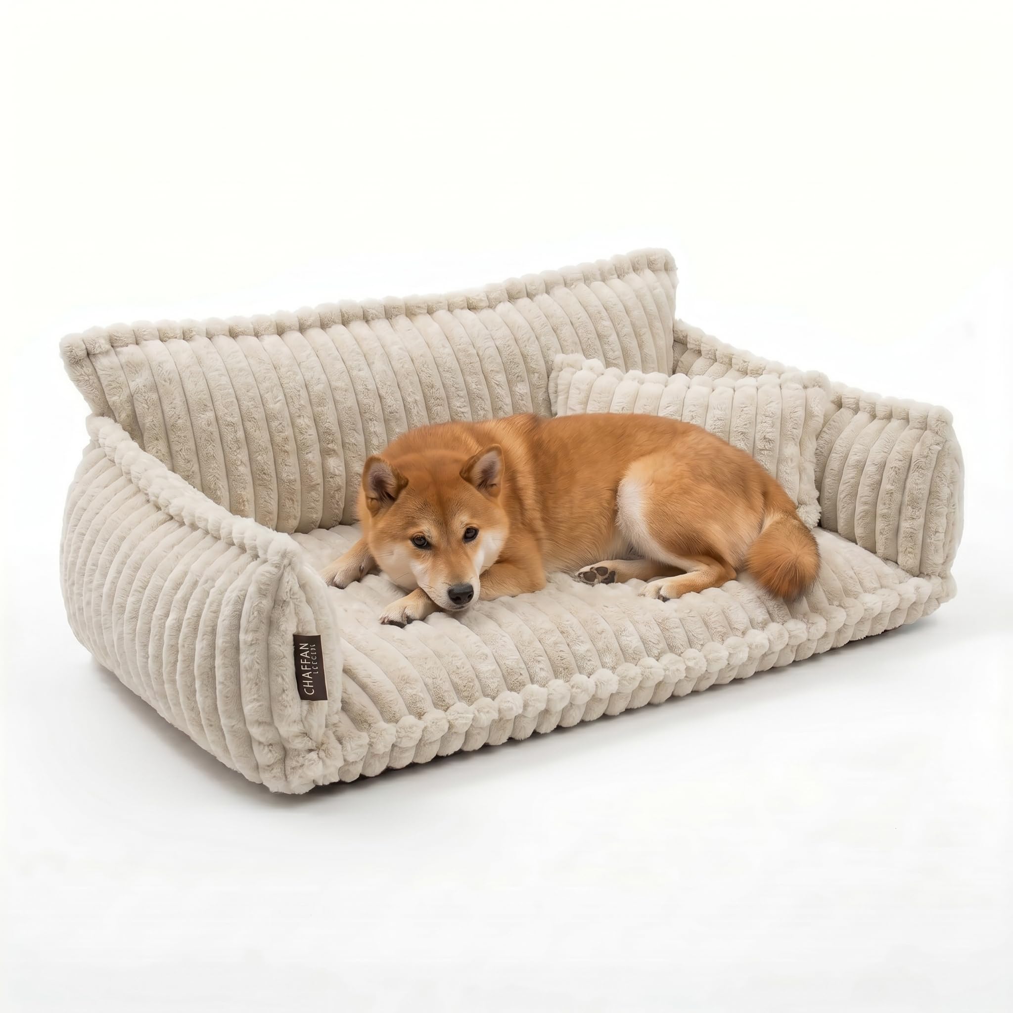 Katzensofa Chaffar | Katzenbett Hundebett Hundesofa | Orthopädische Matratze | Moderner Stil | Cord-Design Größen (Lichtgrau, M (80cm))