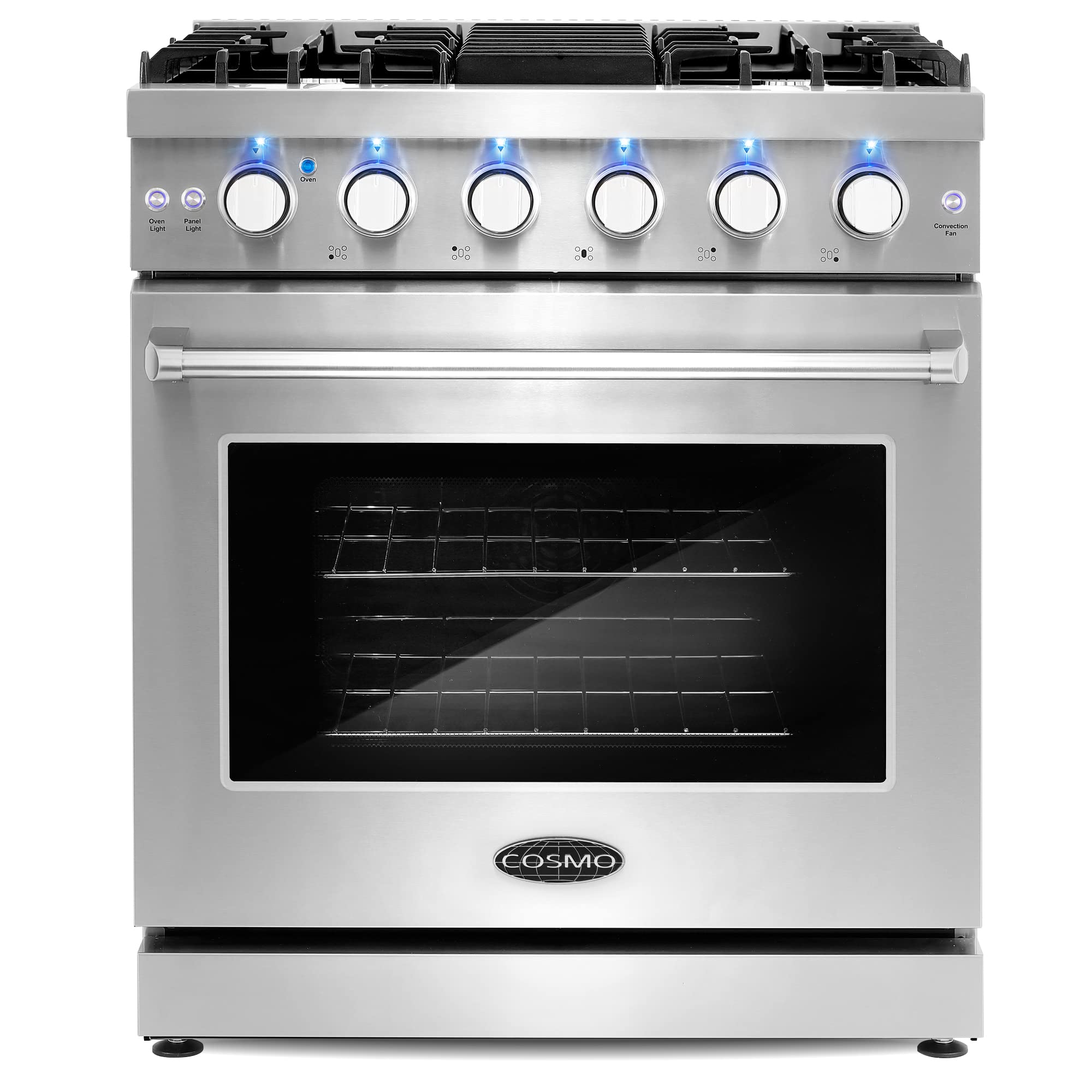 COSMO COS-EPGR366 36 in. Haven Collection 6.0 cu. ft. Gas Range, 6 Burners, Convection Oven, Knob LEDs, Storage Drawer, Stainless Steel