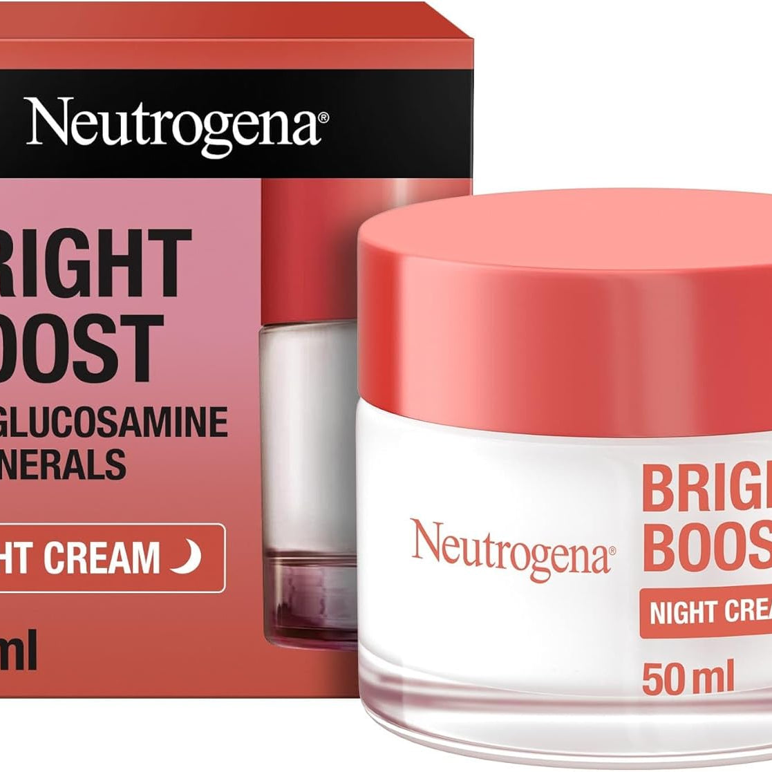 Neutrogena Bright Boost Night Gel Cream, 50ml, energizes dull skin, non-comedogenic, alcohol-free, formulated with Neoglucosamine for brighter, smoother skin