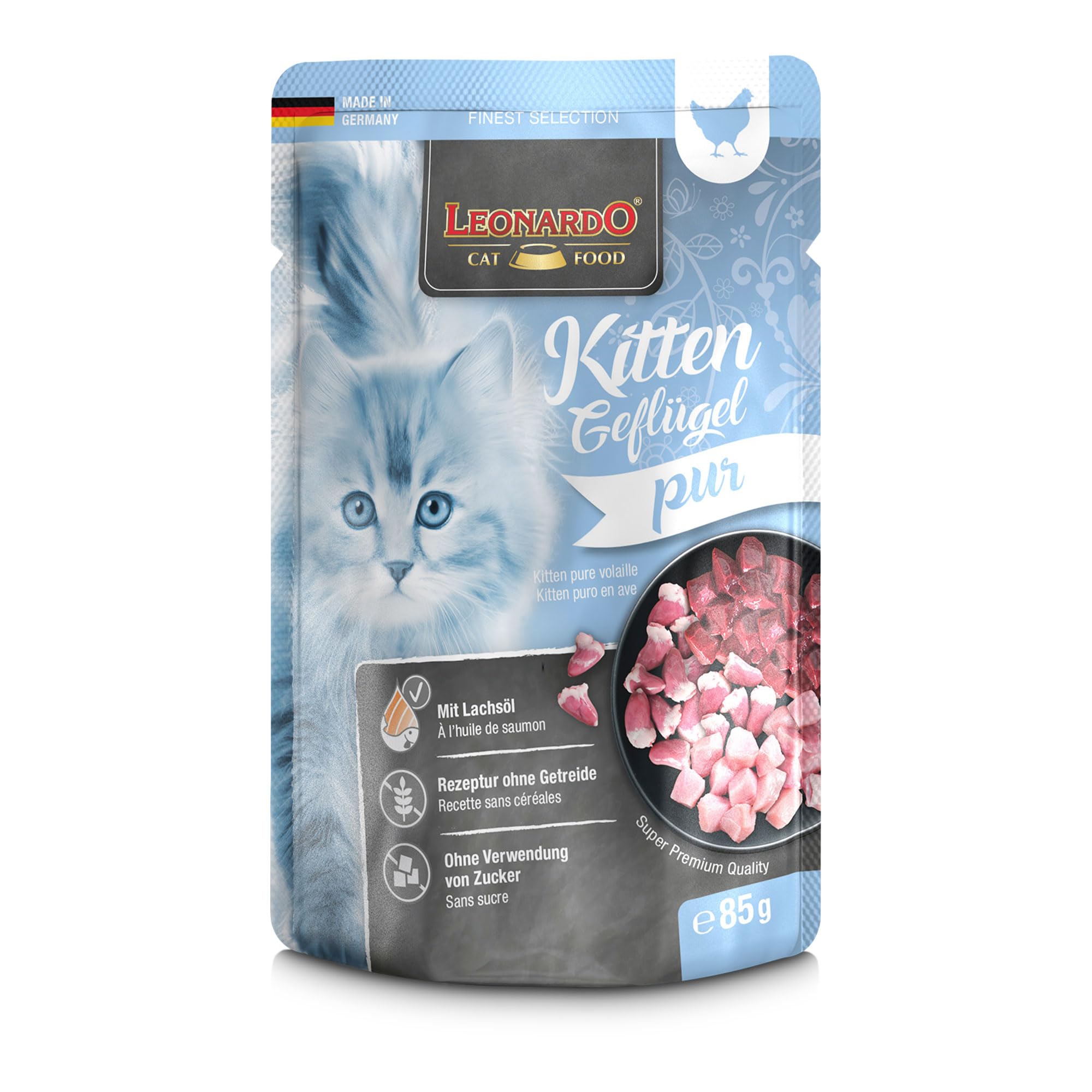 LEONARDO Frischebeutel [16x85g Kaninchen + Cranberries] | Getreidefreies Nassfutter für Katzen | Feuchtfutter Alleinfutter im Einzelportionsbeutel