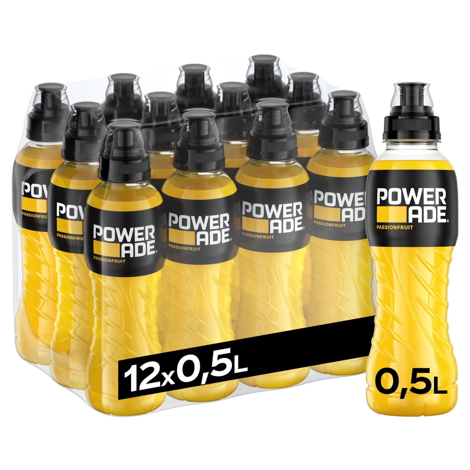Powerade Sports Mountain Blast, kalorienarmes Sportgetränk mit Fruchtmix-Geschmack, mit Elektrolyten, Sport Drink in stylischen Einweg Flaschen (12 x 500 ml)