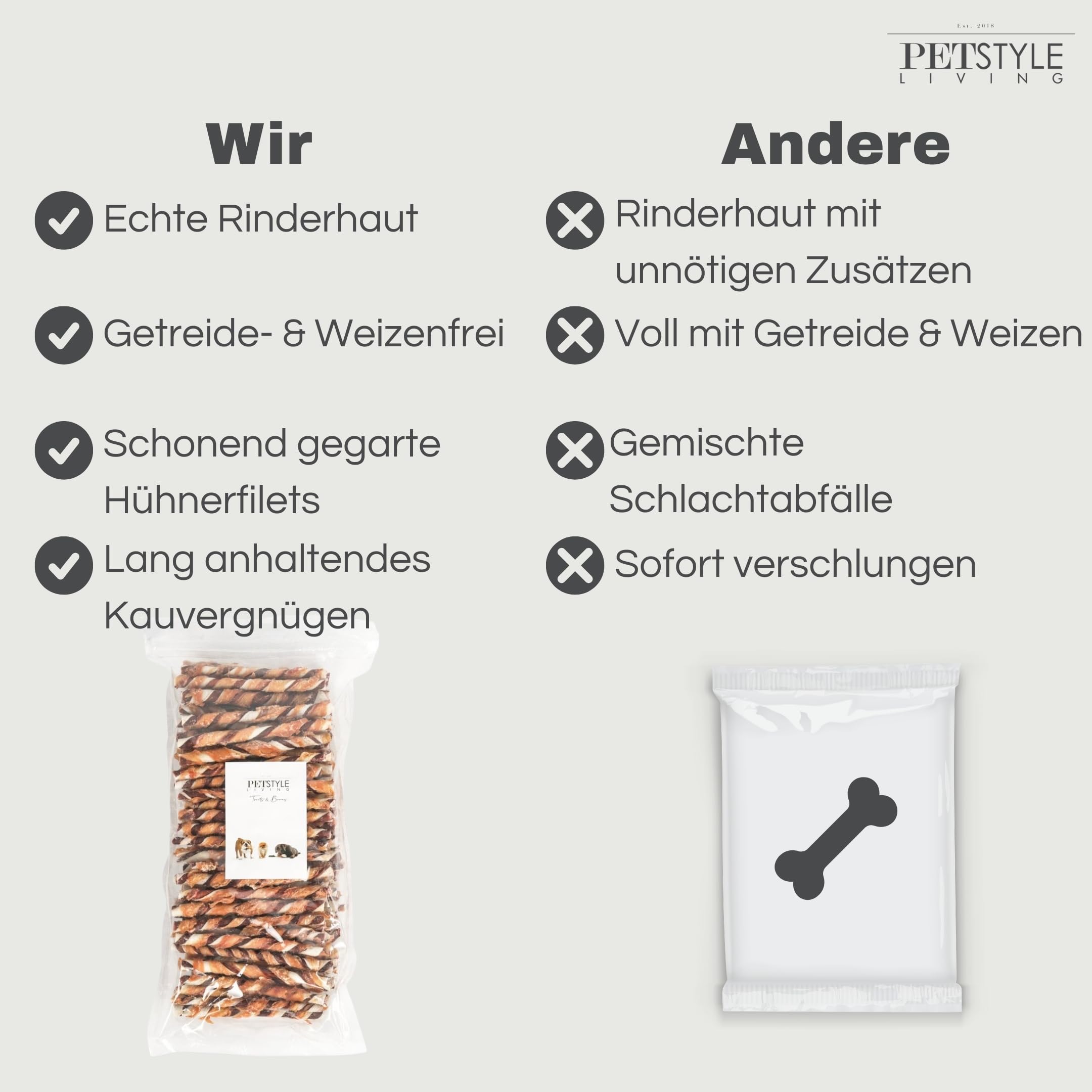 Kaustange mit Huhn - Hundesnack - 12,5cm - 100 Stück