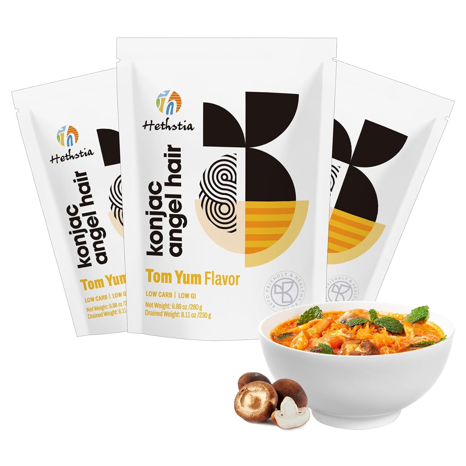 Hethstia Konjac Noodles, 10 Packs Shirataki Spaghetti - Low Carb, Low Calorie, Ready to Eat Konjac Pasta - Keto, Gluten-Free, Vegan, Fat-Free, 0 Sugar, Healthy Low Carb Pasta Substitute
