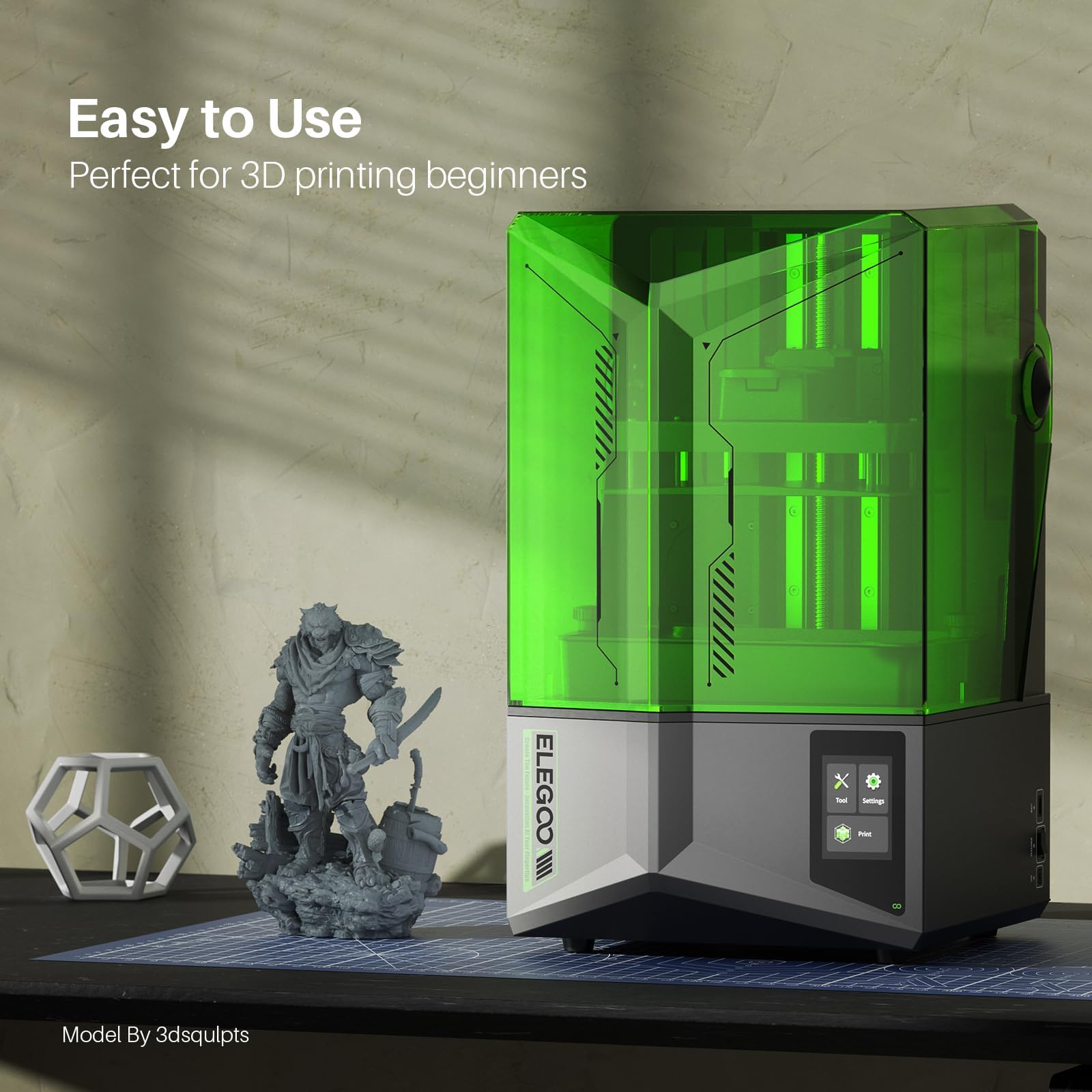 ELEGOO Saturn 4 Ultra 16K Resin 3D Printer with 10" 16K Mono LCD and Flip-up Lid, Smart Tank Heating at 30 °C, 150mm/h High Speed Printing, Large Printing Size of 8.33 × 4.66 × 8.66 Inches