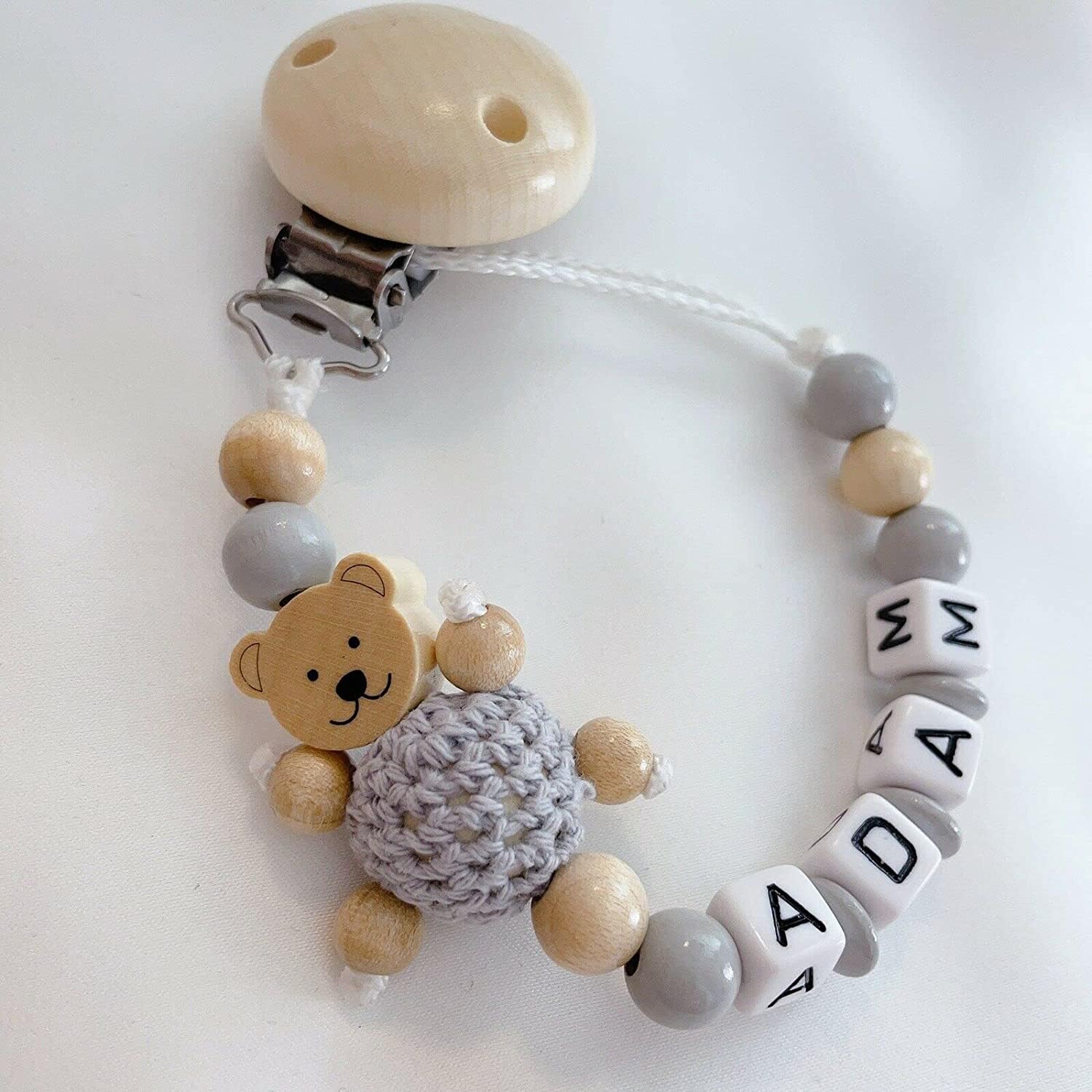 Schnullerband mit Namen für Mädchen & Jungen personalisierte Baby Geschenke (Reh Rosa)