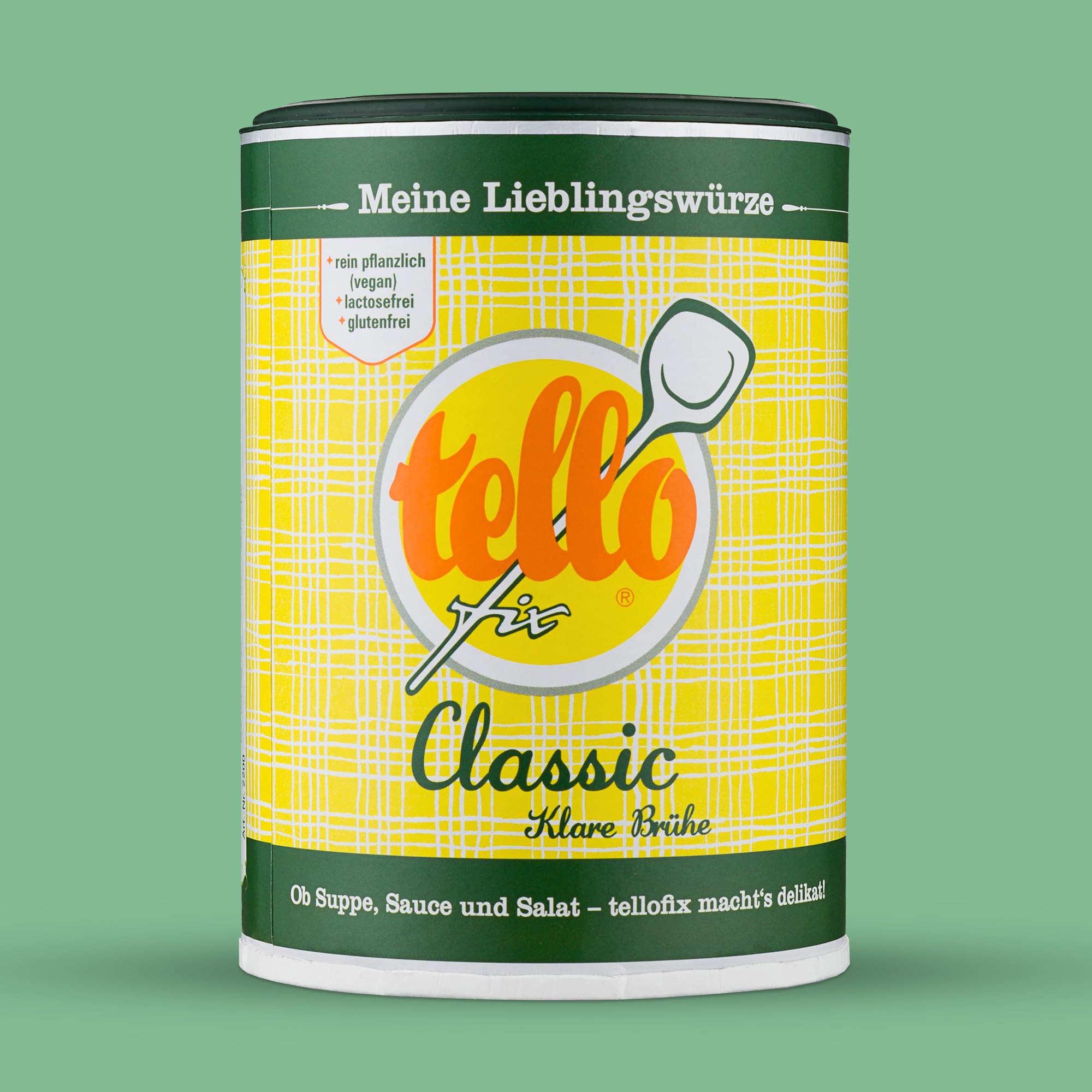 tellofix Classic Klare Brühe 900g, vielseitige Gemüse Brühe, als Universal-Würzmittel zum Verfeinern von Suppen - kalorienarm, glutenfrei, lactosefrei & vegan, keine Farb- oder Konservierungssstoffe