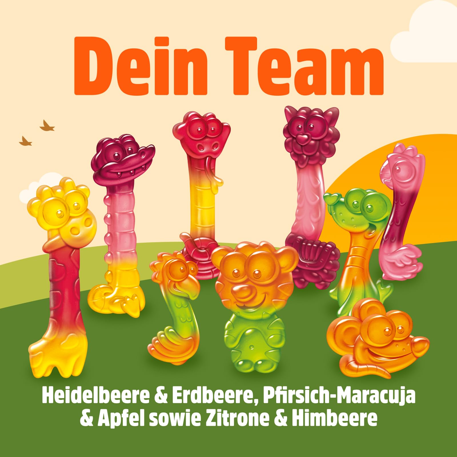 nimm2 Lachgummi Happies – 1 x 325 g – Fruchtgummis mit Fruchtsaft und Vitaminen – Süßigkeit in sechs Geschmacksrichtungen
