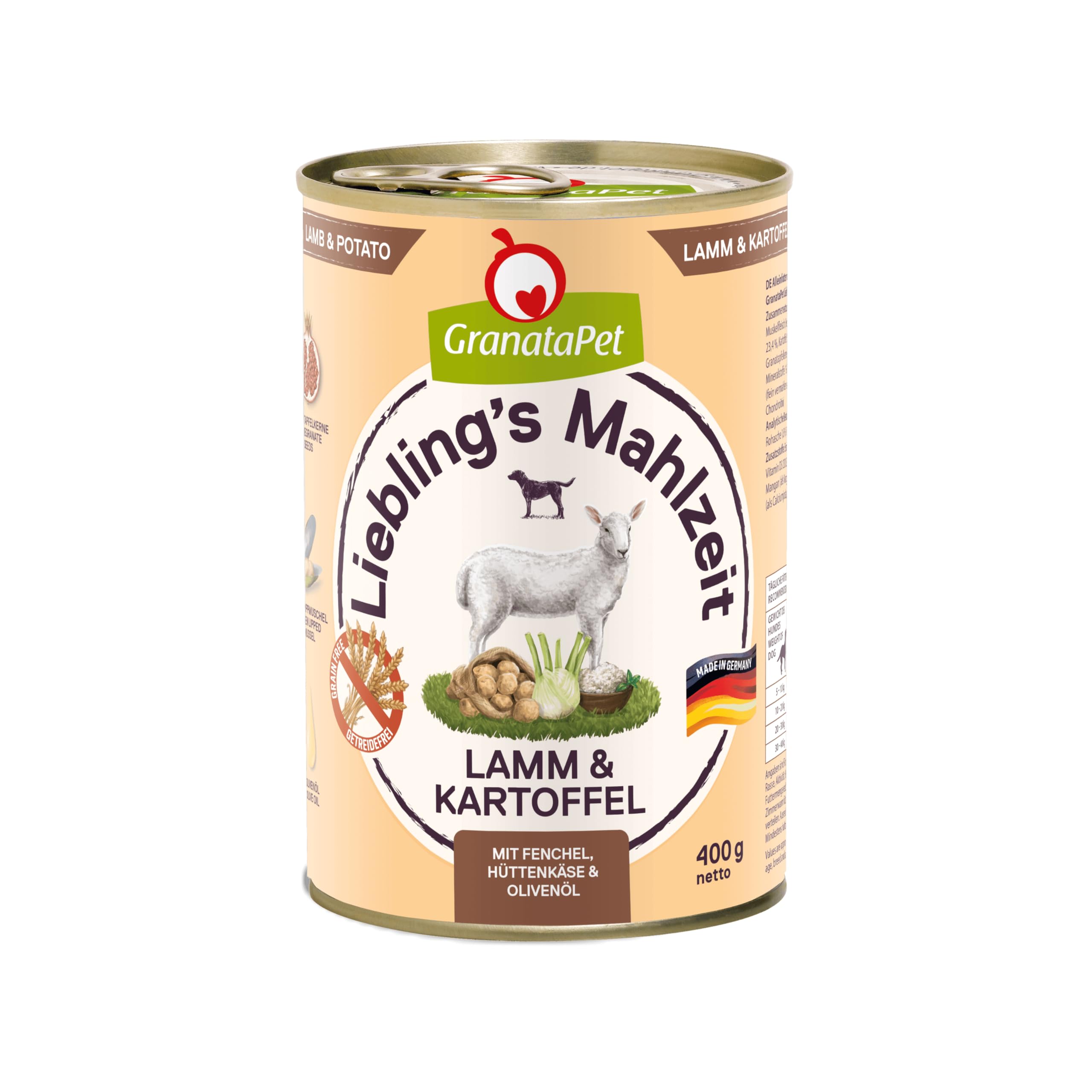 GranataPet Liebling's Mahlzeit Multipack 2, Nassfutter für Hunde im Probierpaket, Alleinfuttermittel ohne Getreide, Hundefutter mit hohem Fleischanteil & hochwertigen Ölen, 6 x 800 g