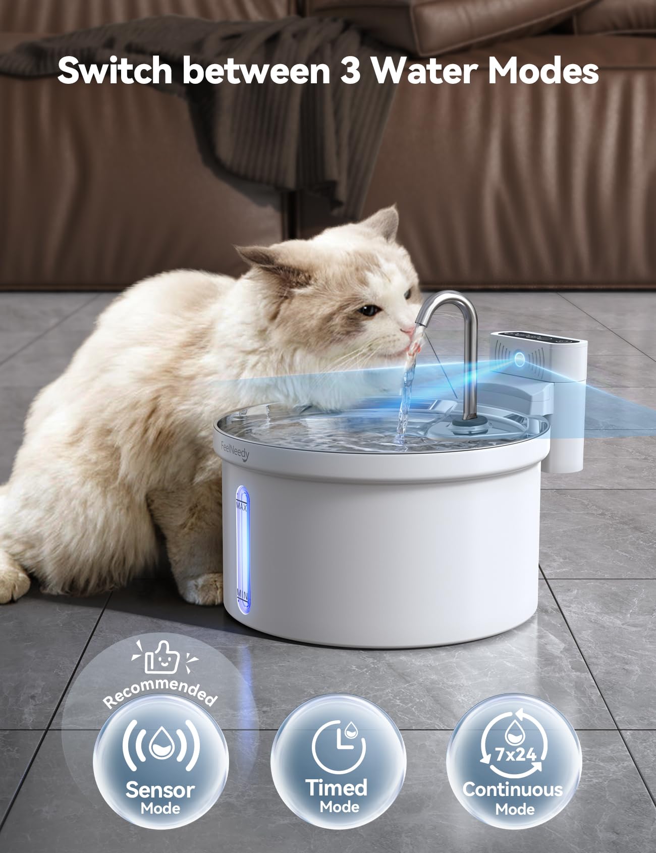 FEELNEEDY 6pcs Ersatzfilter+6pcs Wasserpumpenschwamm für Katzenbrunnen, gesunde und hygienische Filter für Haustier Wasserspender FN-W08/W08L (Ersatzfilter-Aktivkohle)