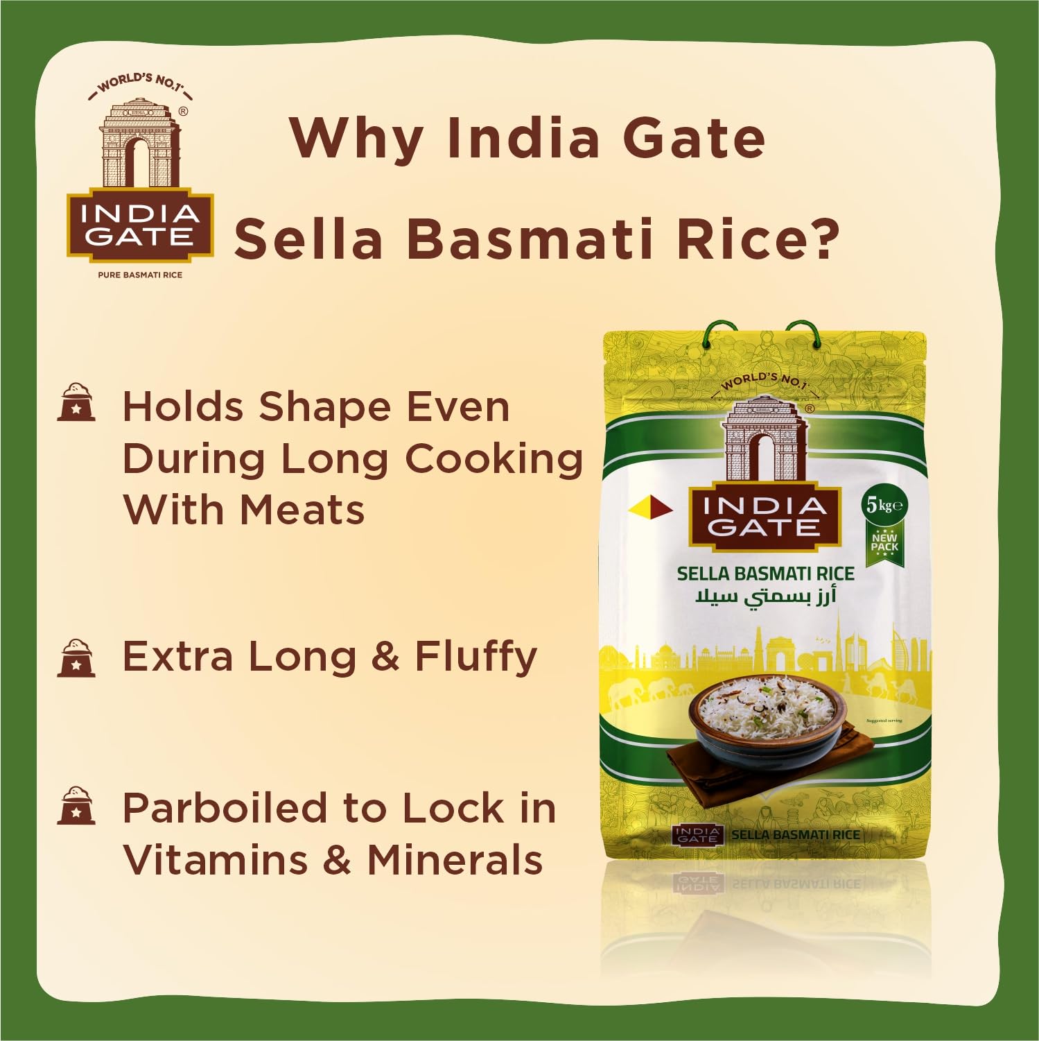 INDIA GATE Premium Basmati Reis – Feiner, aromatischer Langkornreis aus Indien, feines Langkorn (1 x 5 kg)