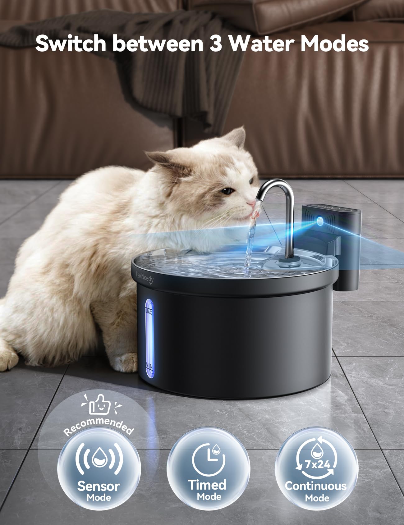 FEELNEEDY 6pcs Ersatzfilter+6pcs Wasserpumpenschwamm für Katzenbrunnen, gesunde und hygienische Filter für Haustier Wasserspender FN-W08/W08L (Ersatzfilter-Aktivkohle)