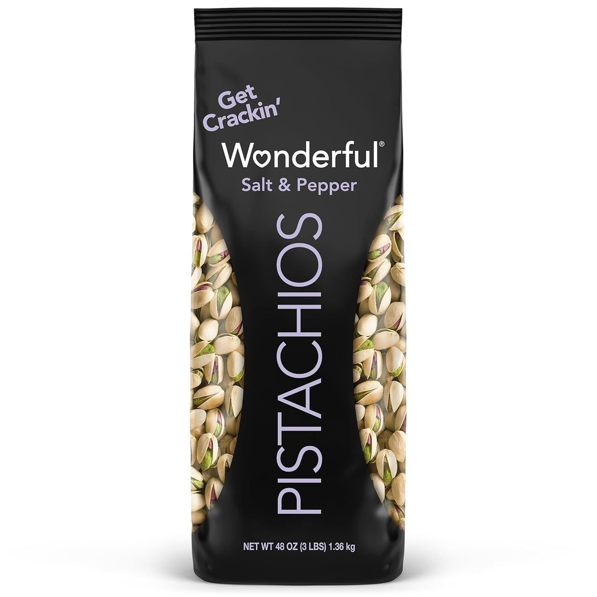 Wonderful Pistachios In Shell, Salt & Pepper Flavored Nuts, 48 Ounce Bag, Protein Snacks, Gluten Free, Healthy Snacks for Adults