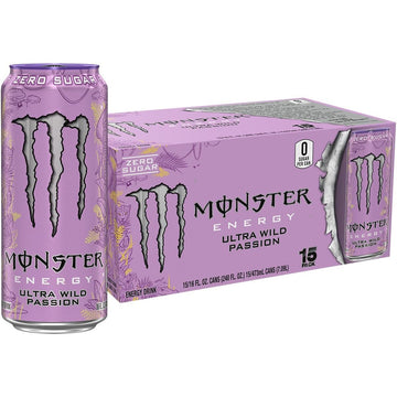 Monster Energy Ultra Wild Passion, Sugar Free Energy Drink, 16 Ounce (Pack of 15)