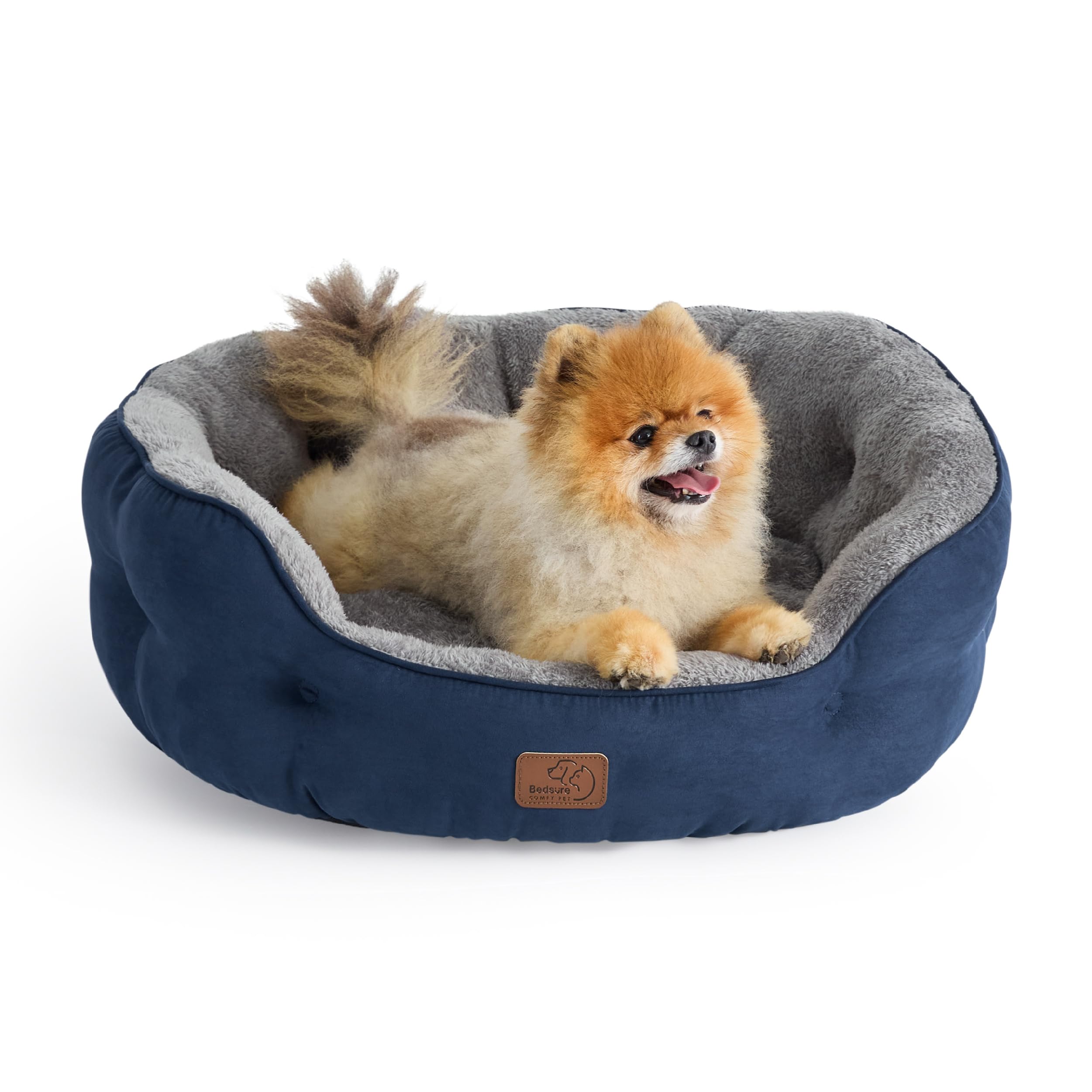 BEDSURE Katzenbett waschbar Katzen Bettchen - 51x48x15cm Katzenkorb mit Zweiseitig Innenkissen Katzenschlafplatz für Katzen oder kleine Hunde,Grau