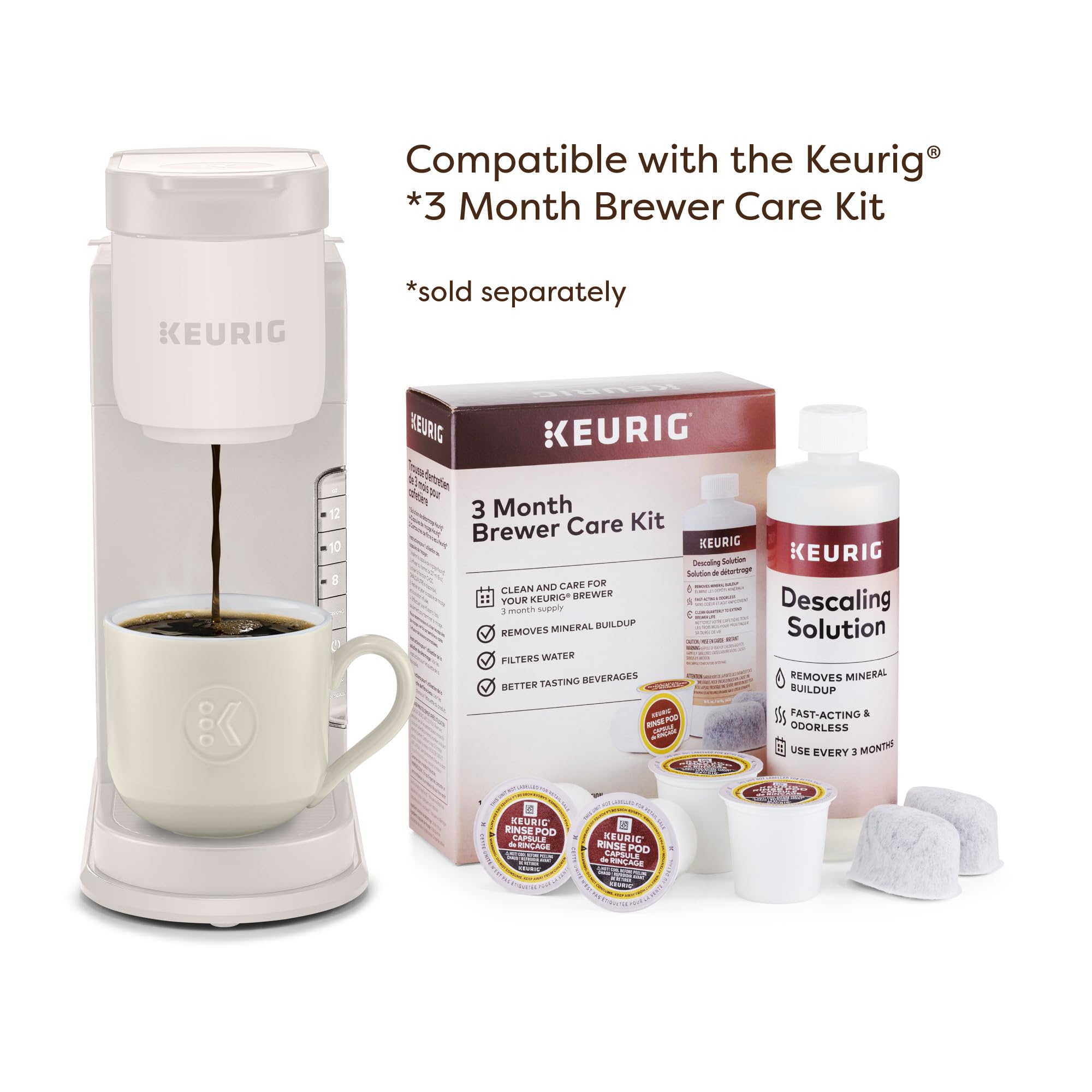 Keurig K-Express Single Serve K-Cup Pod Coffee Maker, 3 Brew Sizes, Strong Button Feature, 42oz Removable Reservoir, Warm Stone