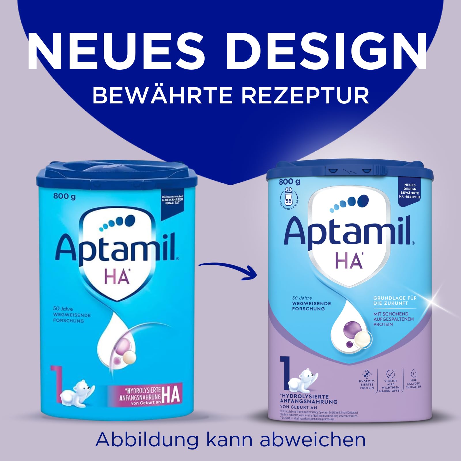 Aptamil HA PRE – Anfangsmilch von Geburt an, Mit DHA, Nur Laktose, Ohne Palmöl, Babynahrung, Milchpulver, 1 x 800 g