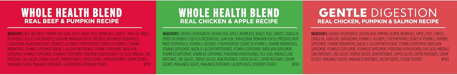 Nutrish Gentle Digestion and Whole Health Blend Premium Paté Variety Pack Wet Dog Food, 13 oz. Can, Pack of 12, Packaging May Vary (Rachael Ray)