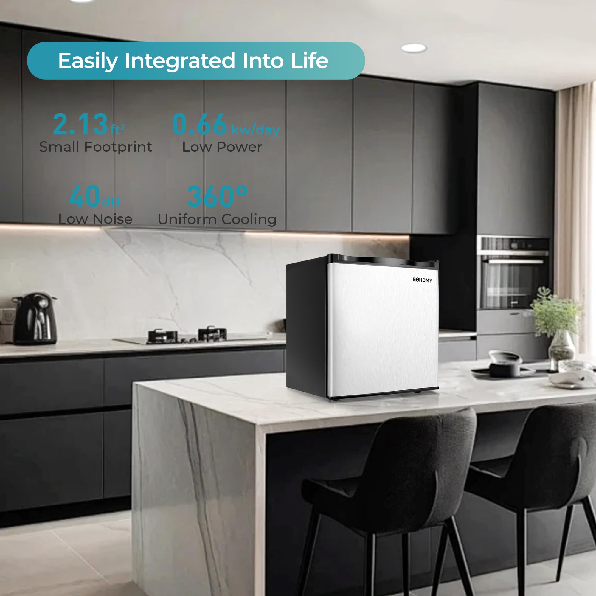 EUHOMY 1.1 Cubic Feet Mini Freezer, Countertop, Single Door Compact Upright Freezer with Reversible Door, Removable Shelves, Small freezer for Home/Dorms/Apartment/Office, New Black