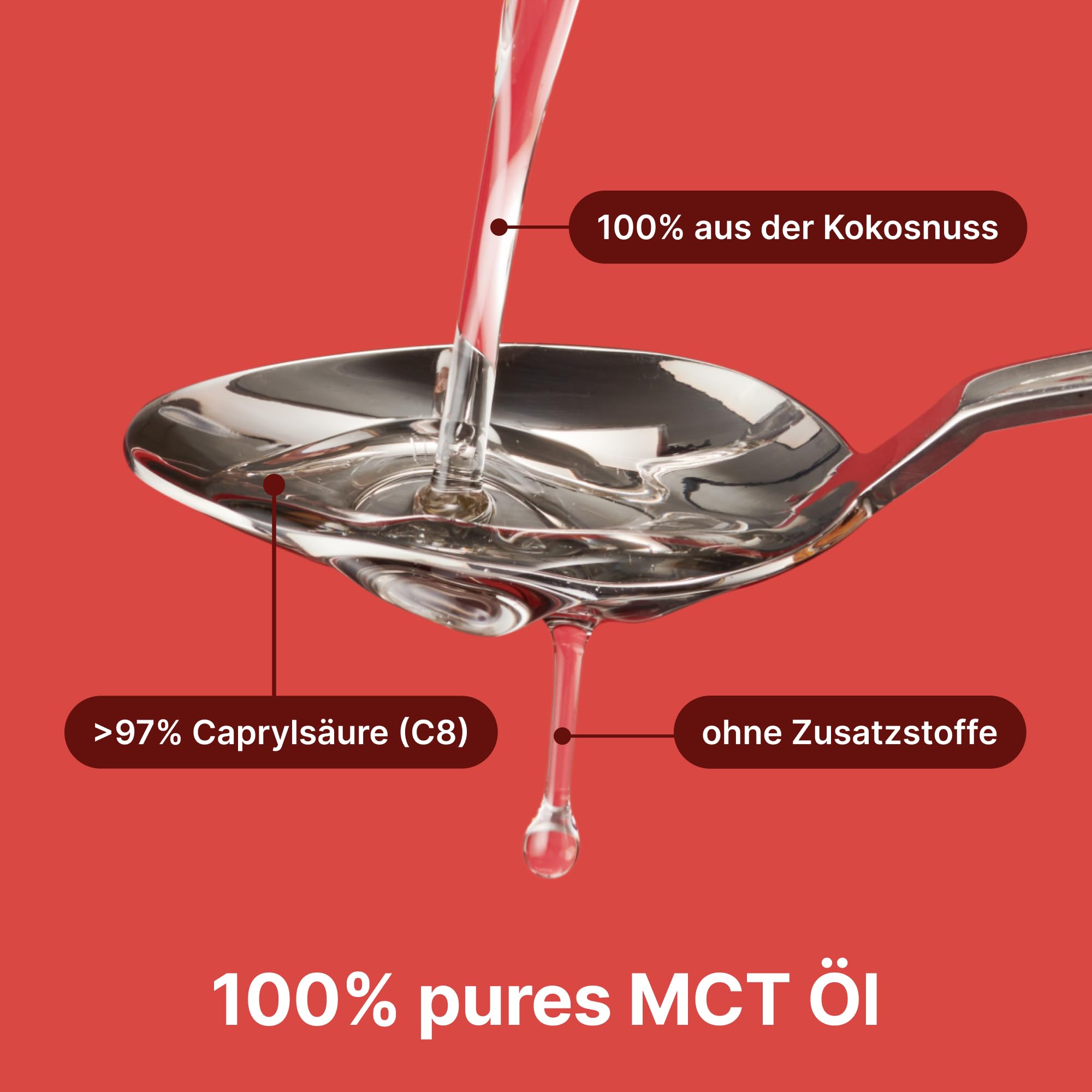 BRAINEFFECT MCT-Öl C8 – Reiner Extrakt aus Kokosöl, Bildet 3x mehr Ketone als andere MCT-Öle, Ideal für Low-Carb-, Paleo- und ketogene Ernährung & Bulletproof Coffee – 1 Liter