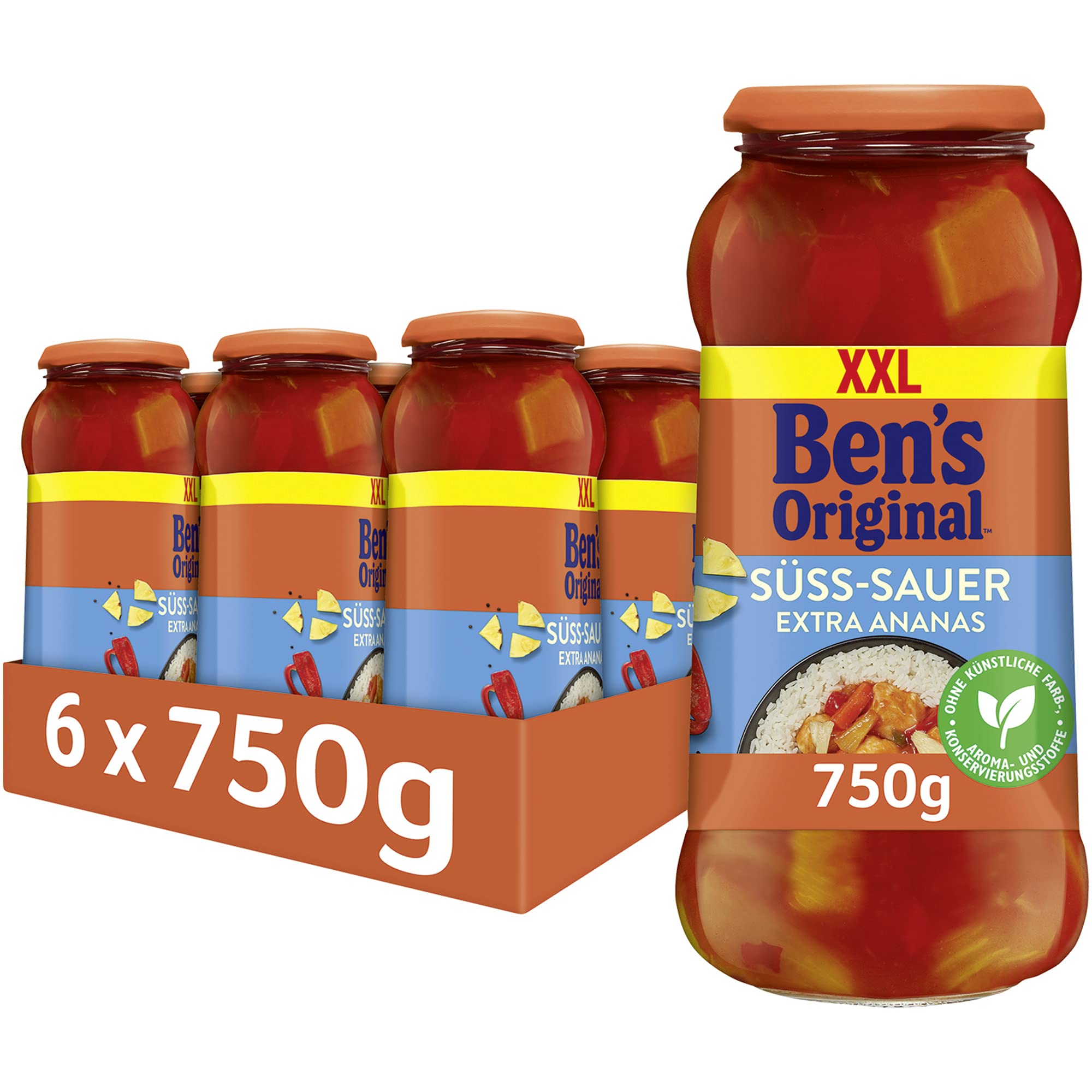 BEN’S ORIGINAL Sauce Süß-Sauer Ohne Zuckerzusatz, 6 Gläser (6 x 395 g)