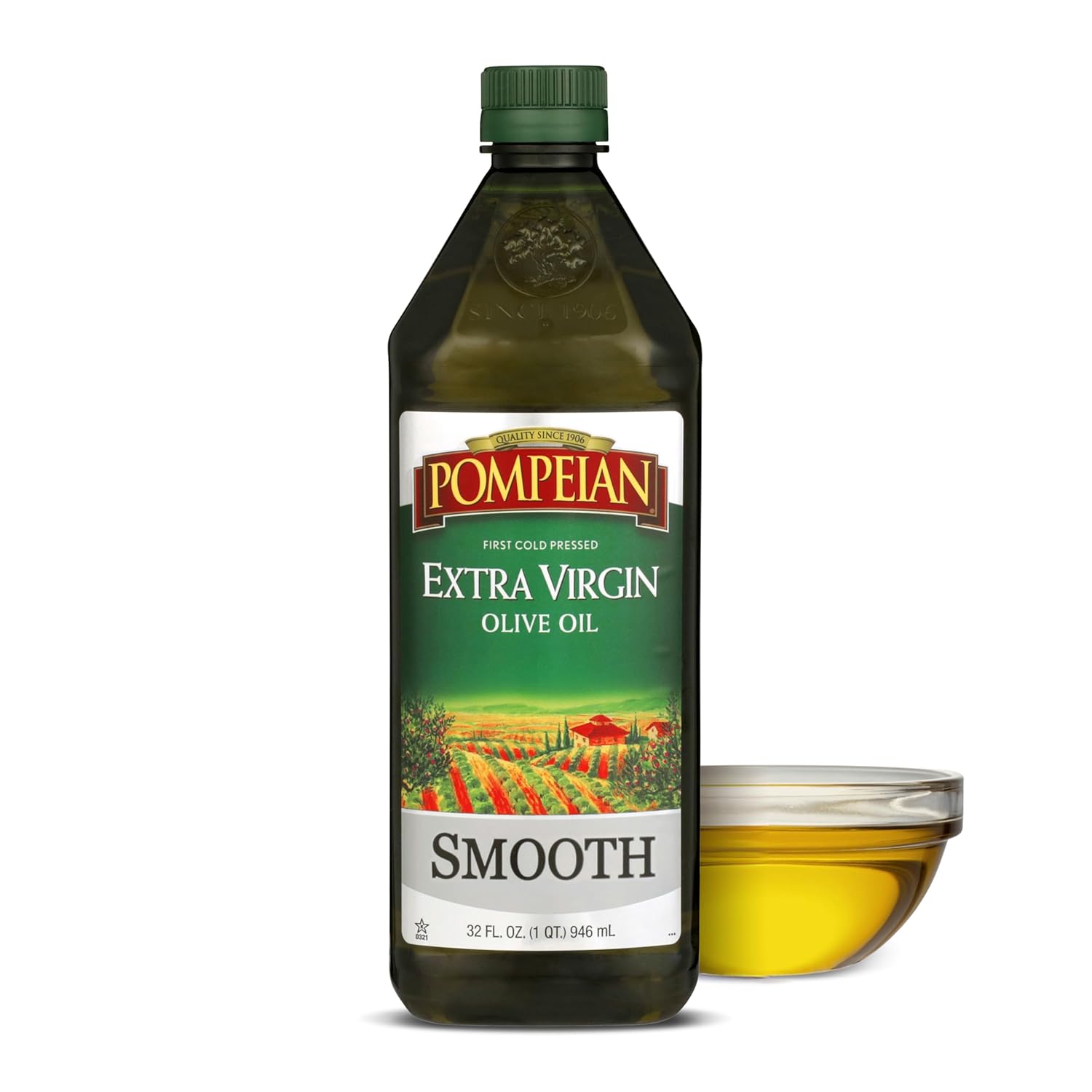 Pompeian Smooth Extra Virgin Olive Oil, Contains Polyphenols, First Cold Pressed, 68 Fl Oz