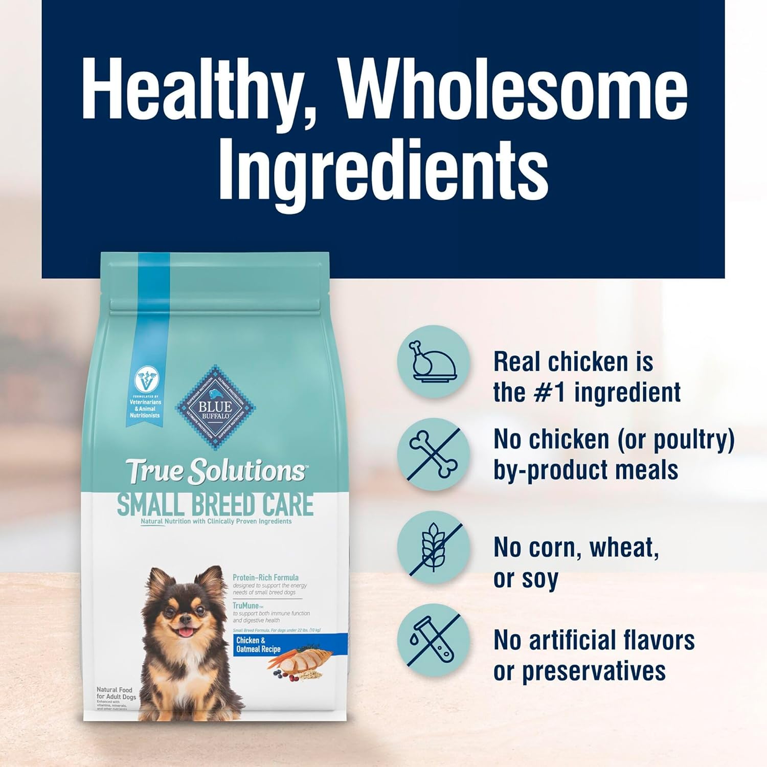Blue Buffalo True Solutions Small Breed Care Natural Dry Dog Food for Adult Small Breed Dogs, Chicken, 11-lb. Bag